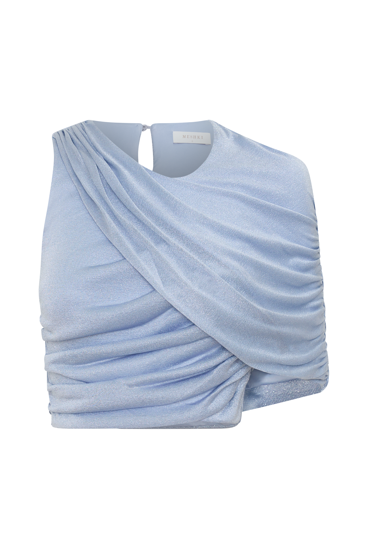 Adrienne One Shoulder Lurex Top - Pastel Blue - Image 9