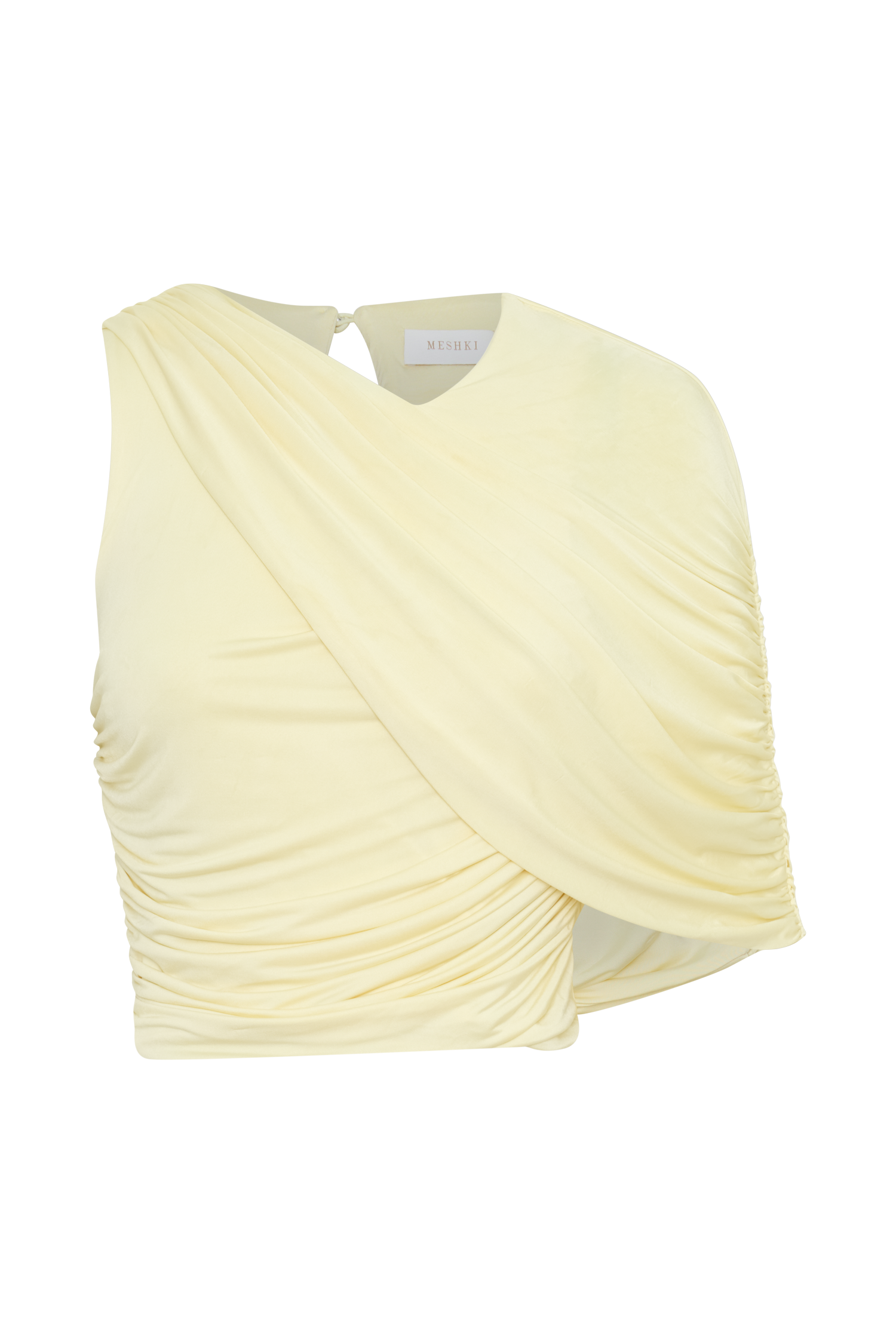 Adrienne One Shoulder Slinky Top - Lemon - Image 9