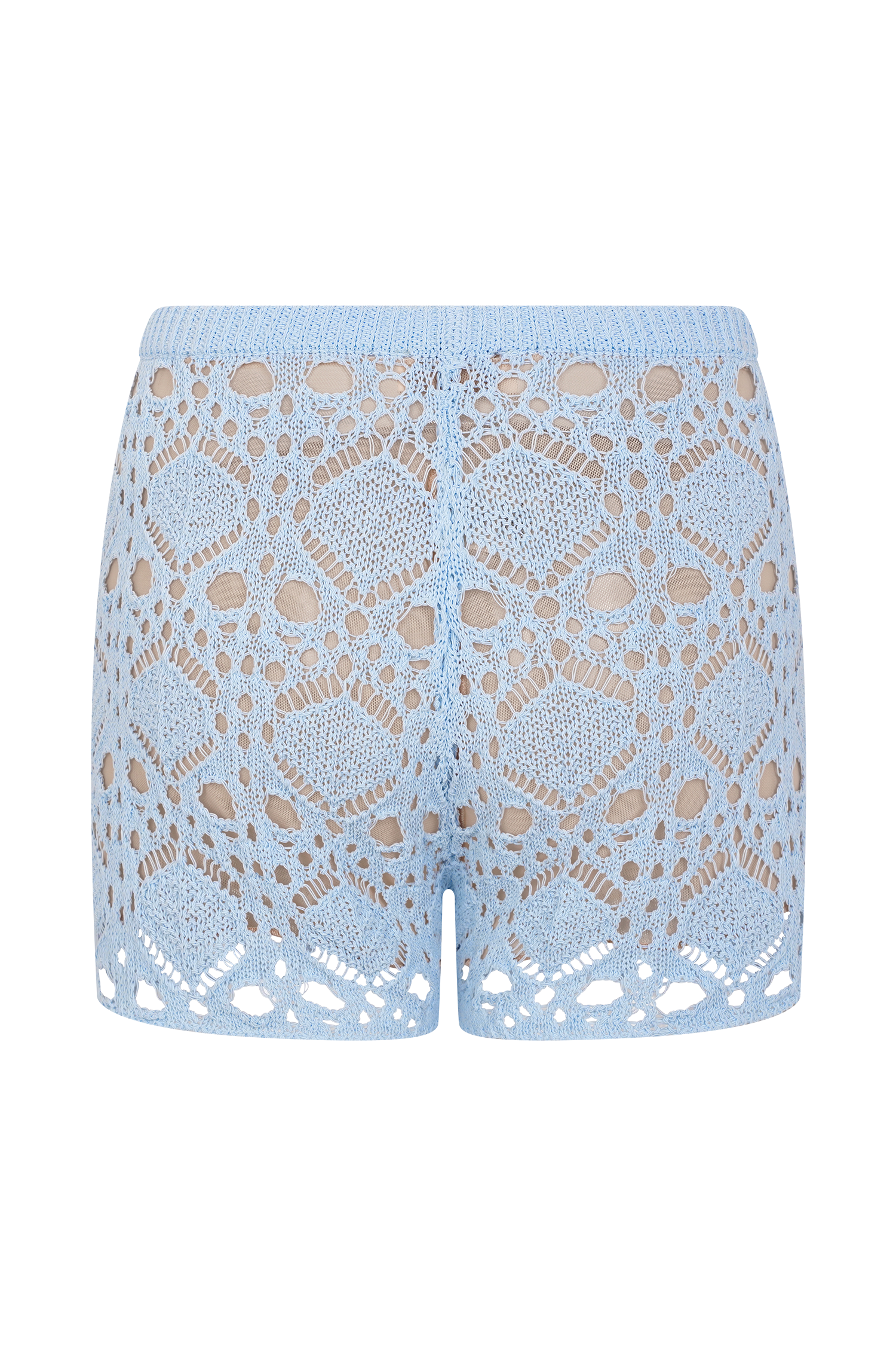 Aeline Crochet Knit Shorts - Sky Blue - Image 6