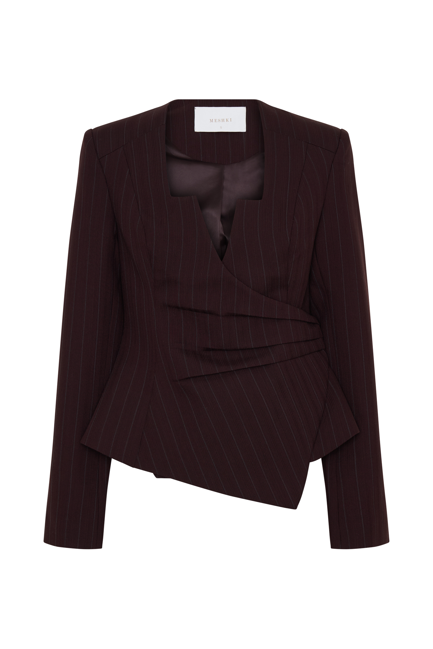 Agatha Square Neck Blazer - Plum Pinstripe - Image 14