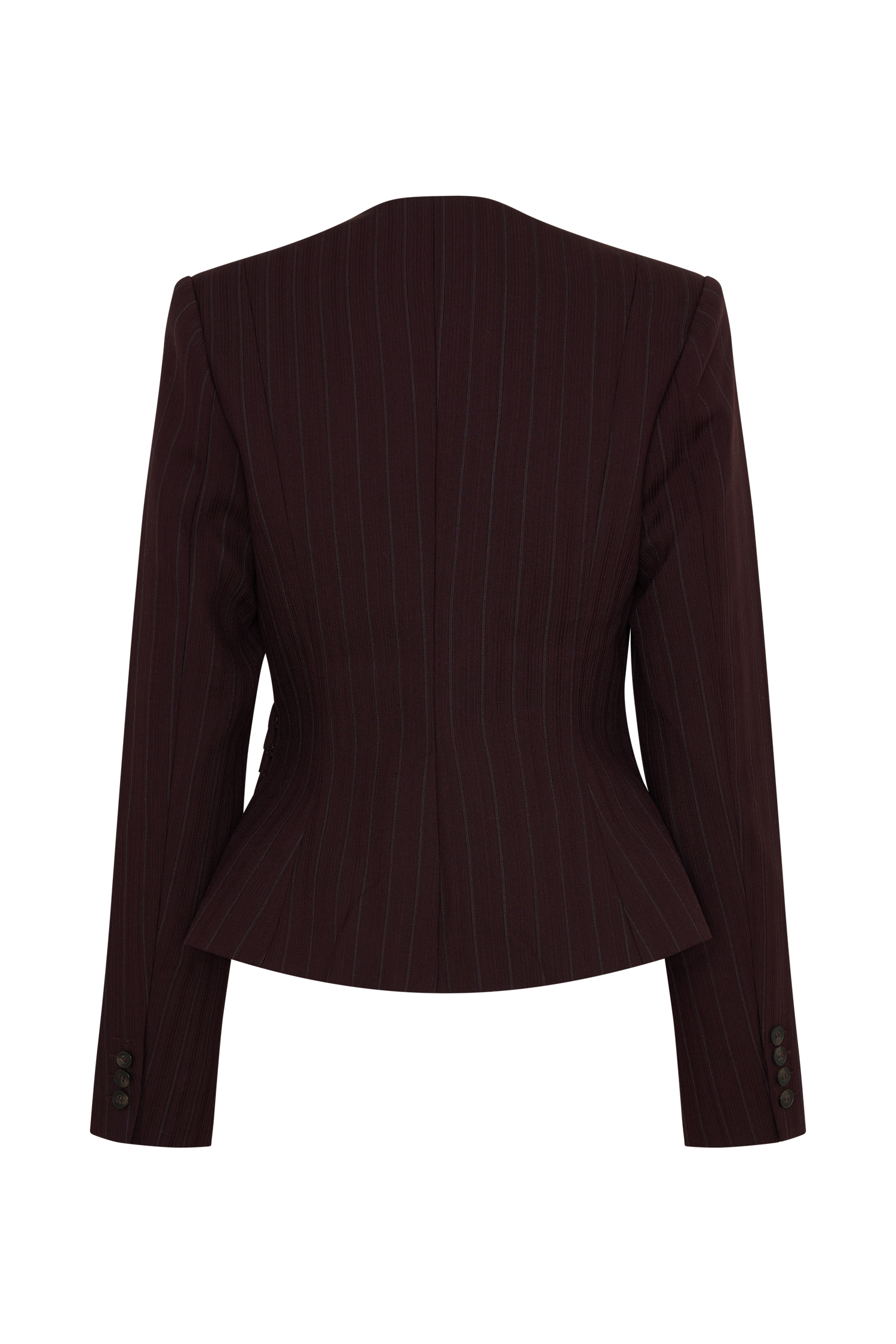 Agatha Square Neck Blazer - Plum Pinstripe - Image 13