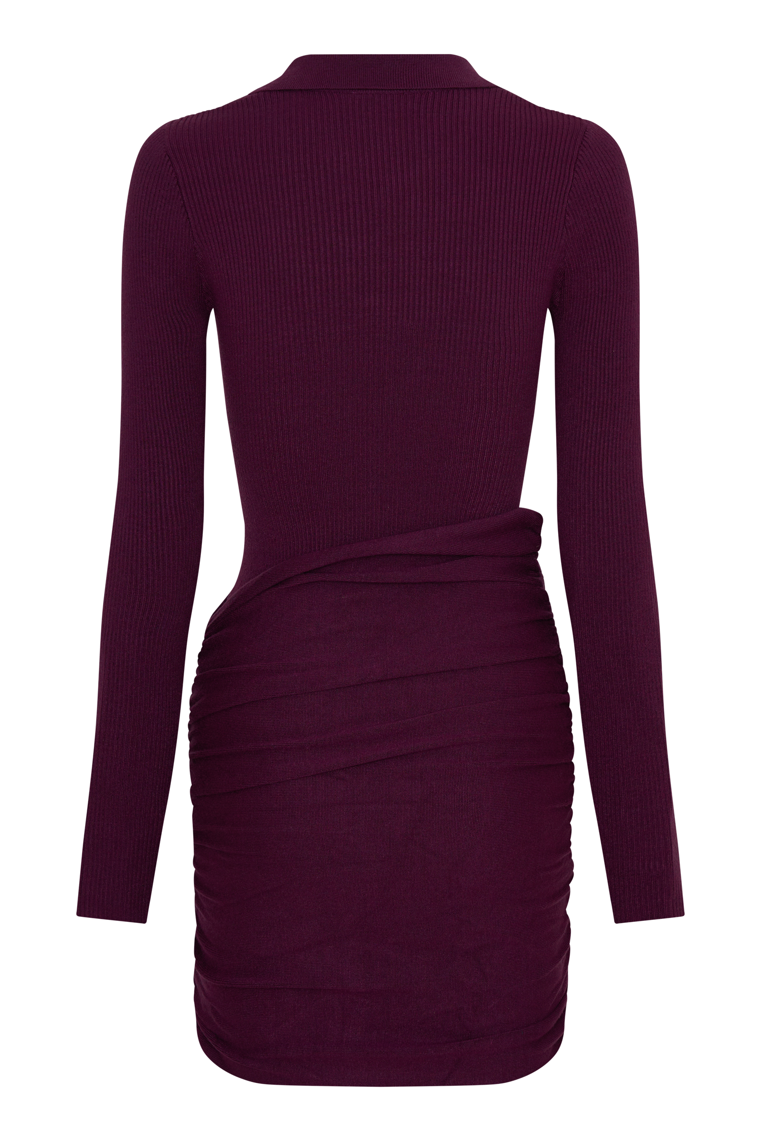 Agness Long Sleeve Button Up Knit Dress - Plum - Image 8