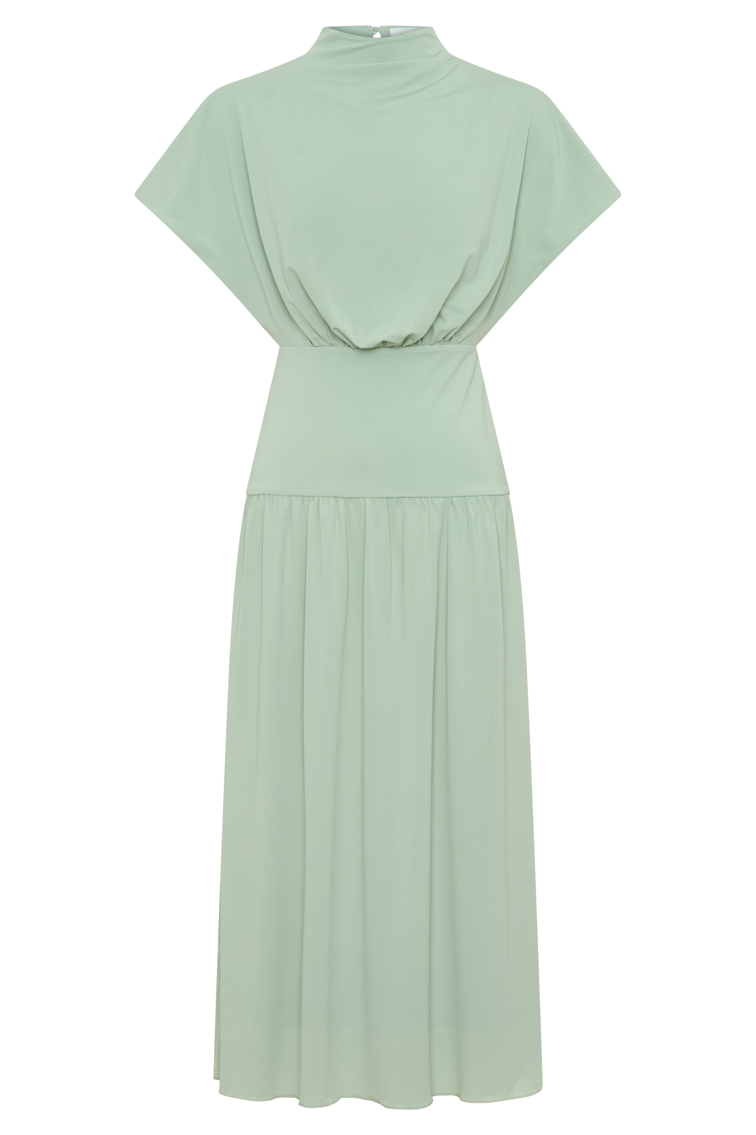 Ailla High Neck Cowl Midi Dress - Aqua Grey - Image 7