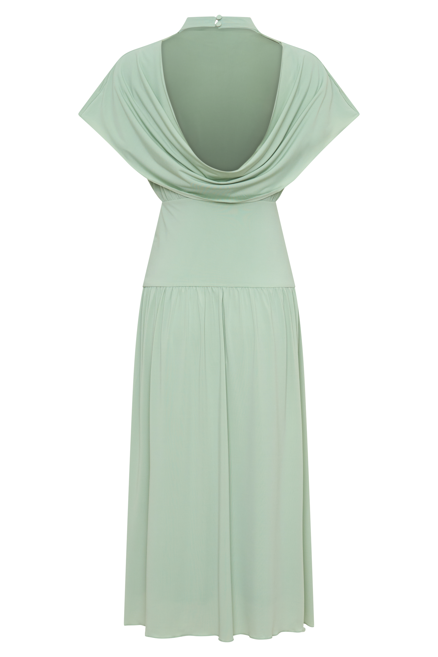 Ailla High Neck Cowl Midi Dress - Aqua Grey - Image 6