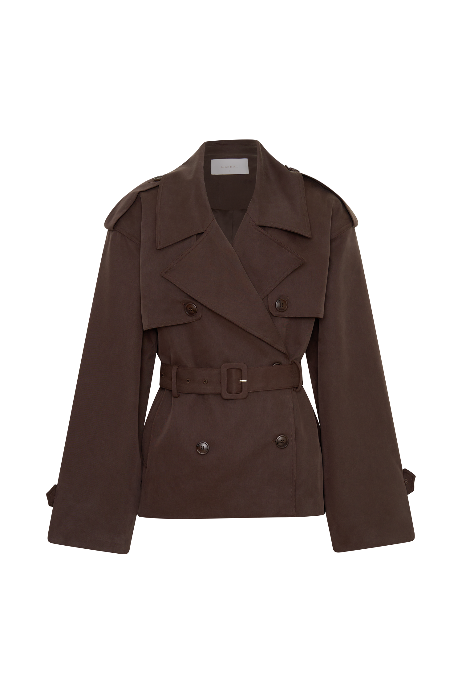 Alden Short Trench Jacket - Chocolate - Image 13