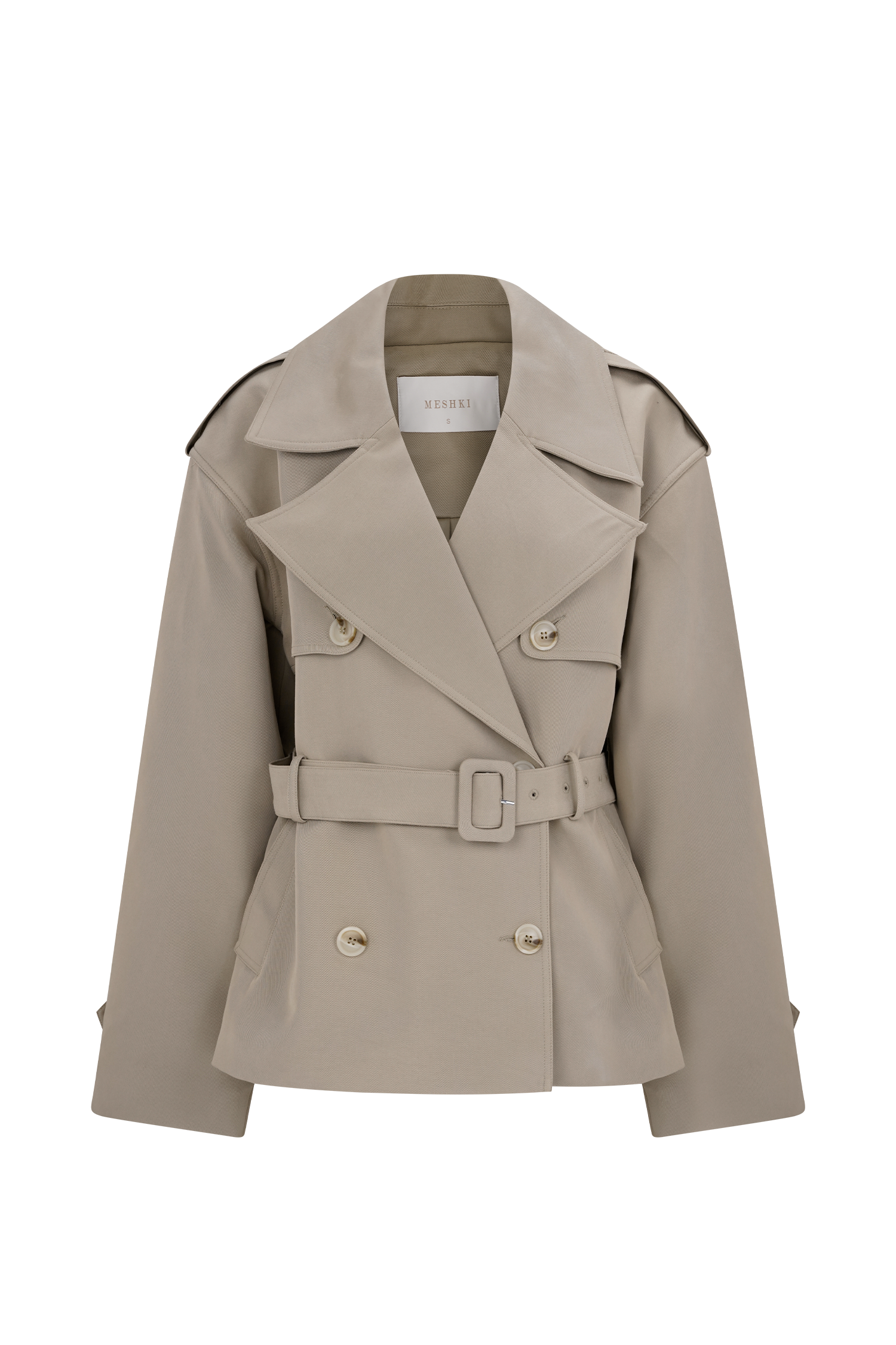 Alden Short Trench Jacket - Pebble - Image 9