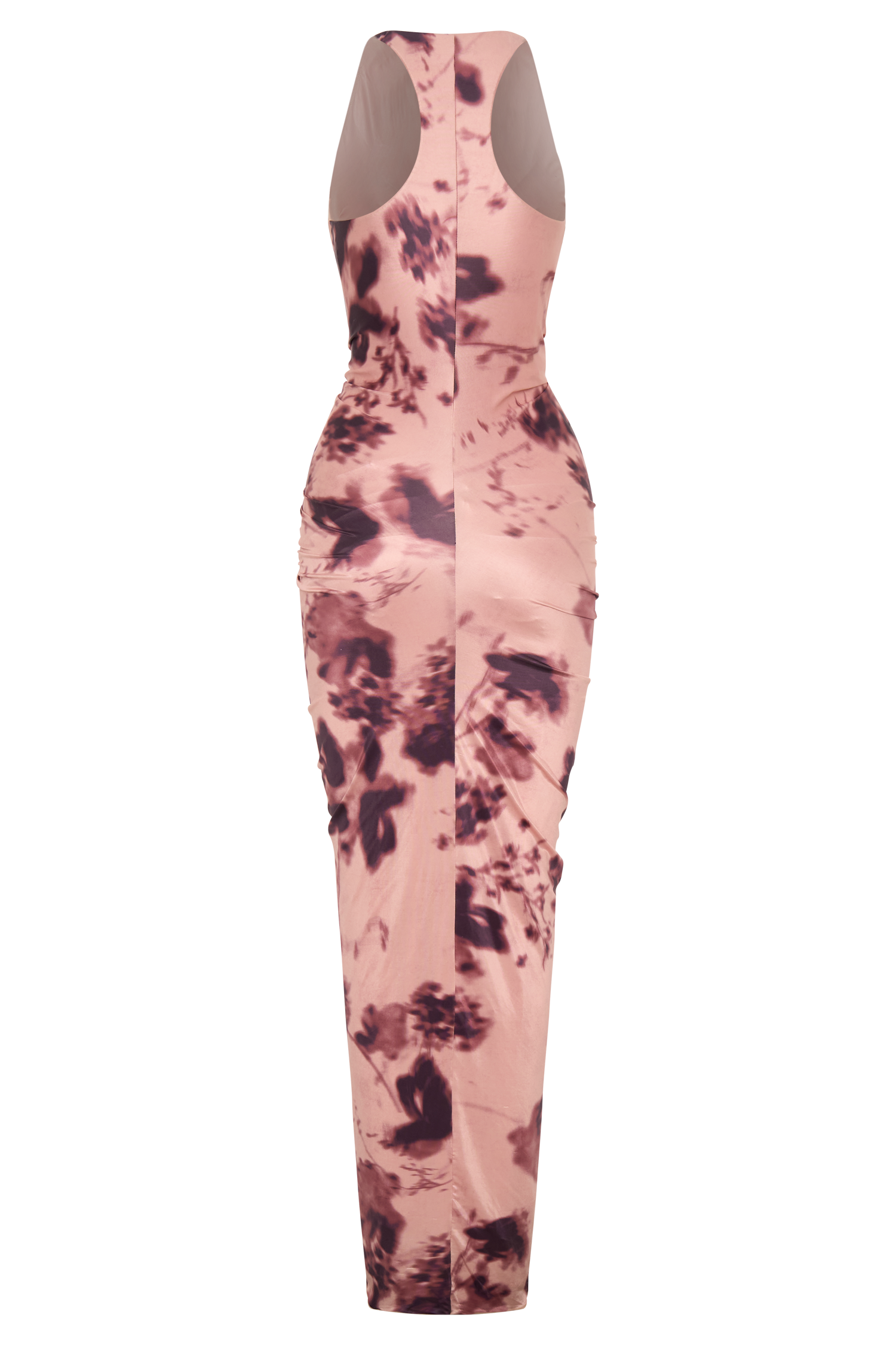 Alessandra Slinky Ruffle Maxi Dress - Pink Blurred Floral Print - Image 8