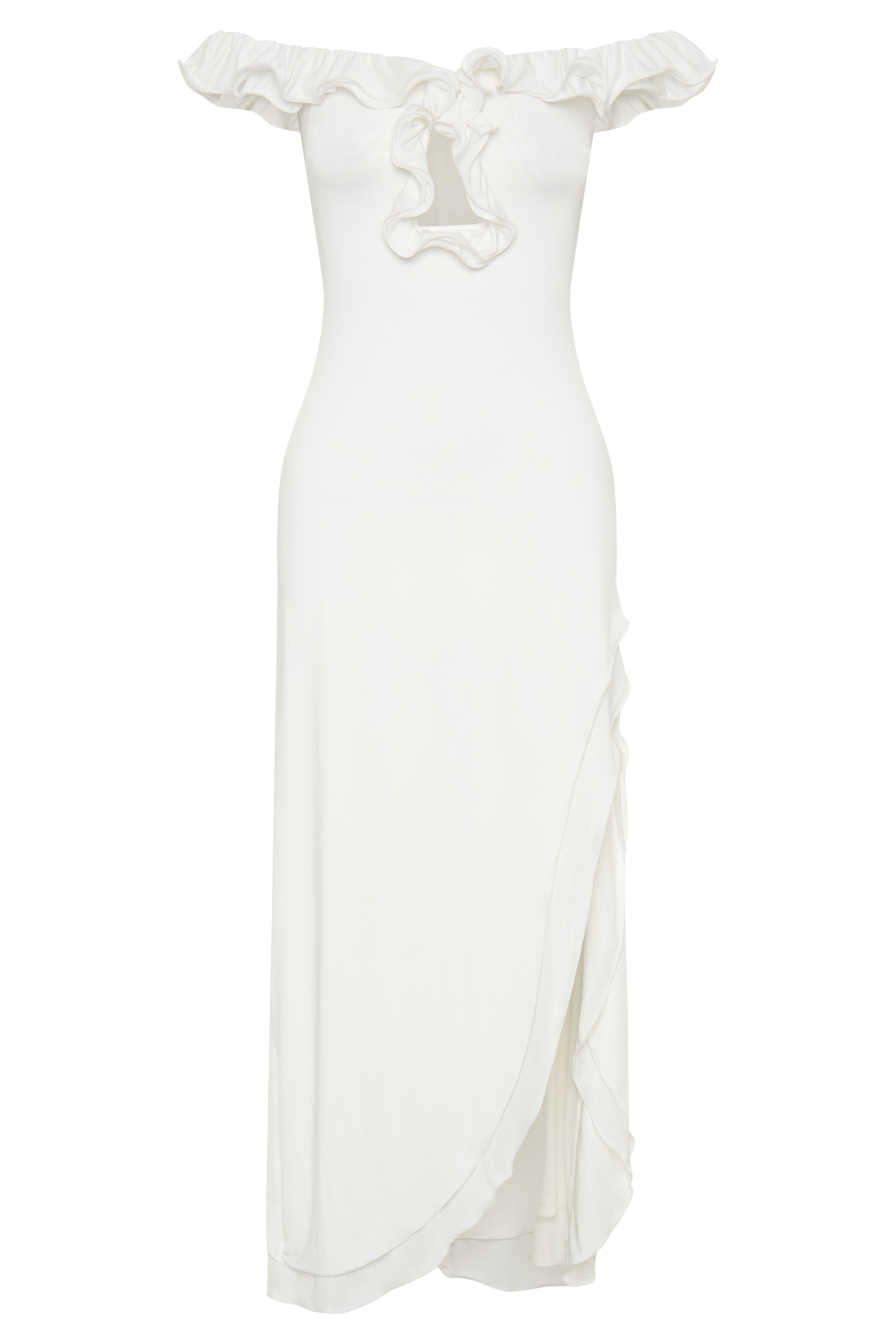 Allegra Off Shoulder Ruffle Midi Dress - Ivory - Image 8