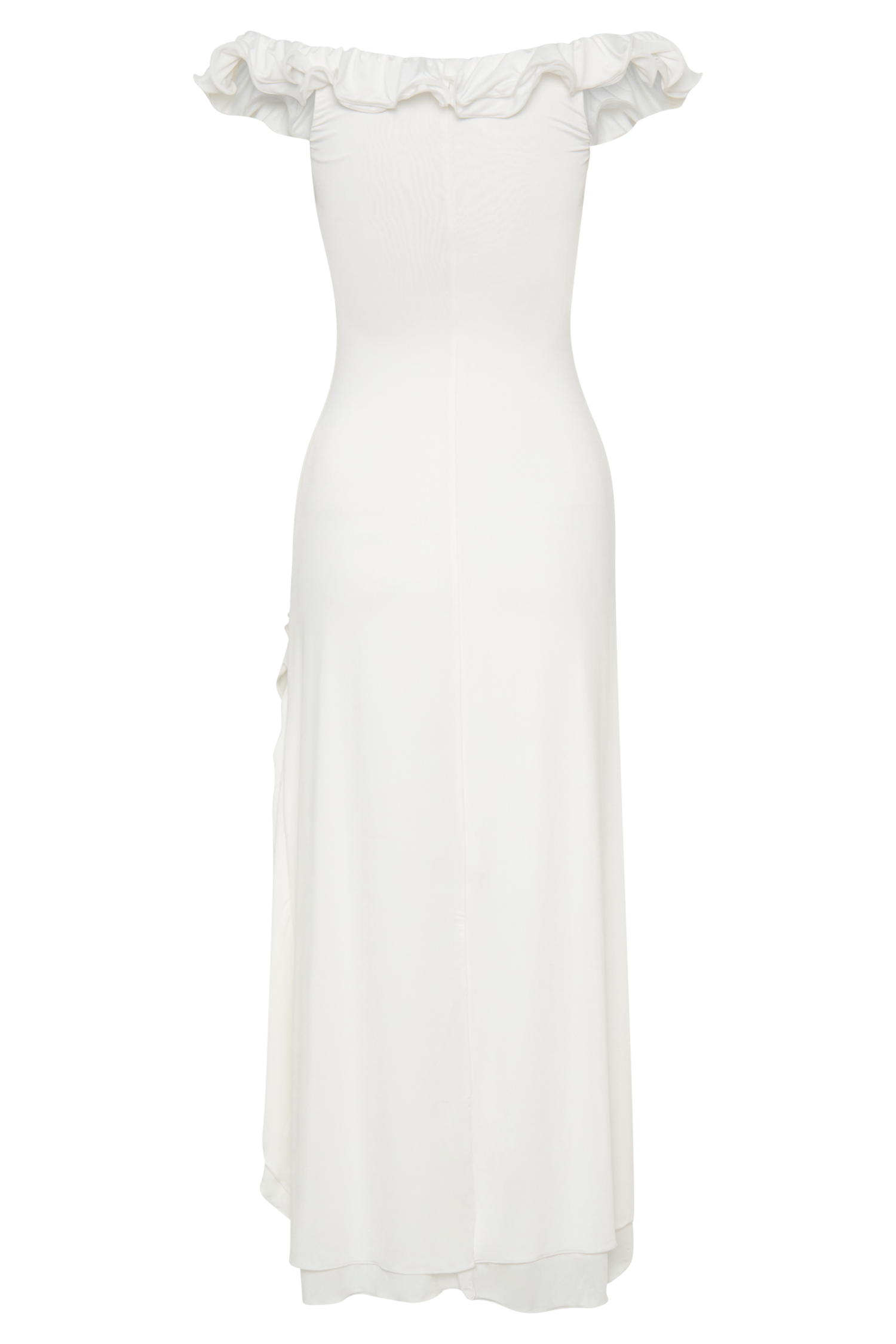 Allegra Off Shoulder Ruffle Midi Dress - Ivory - Image 7