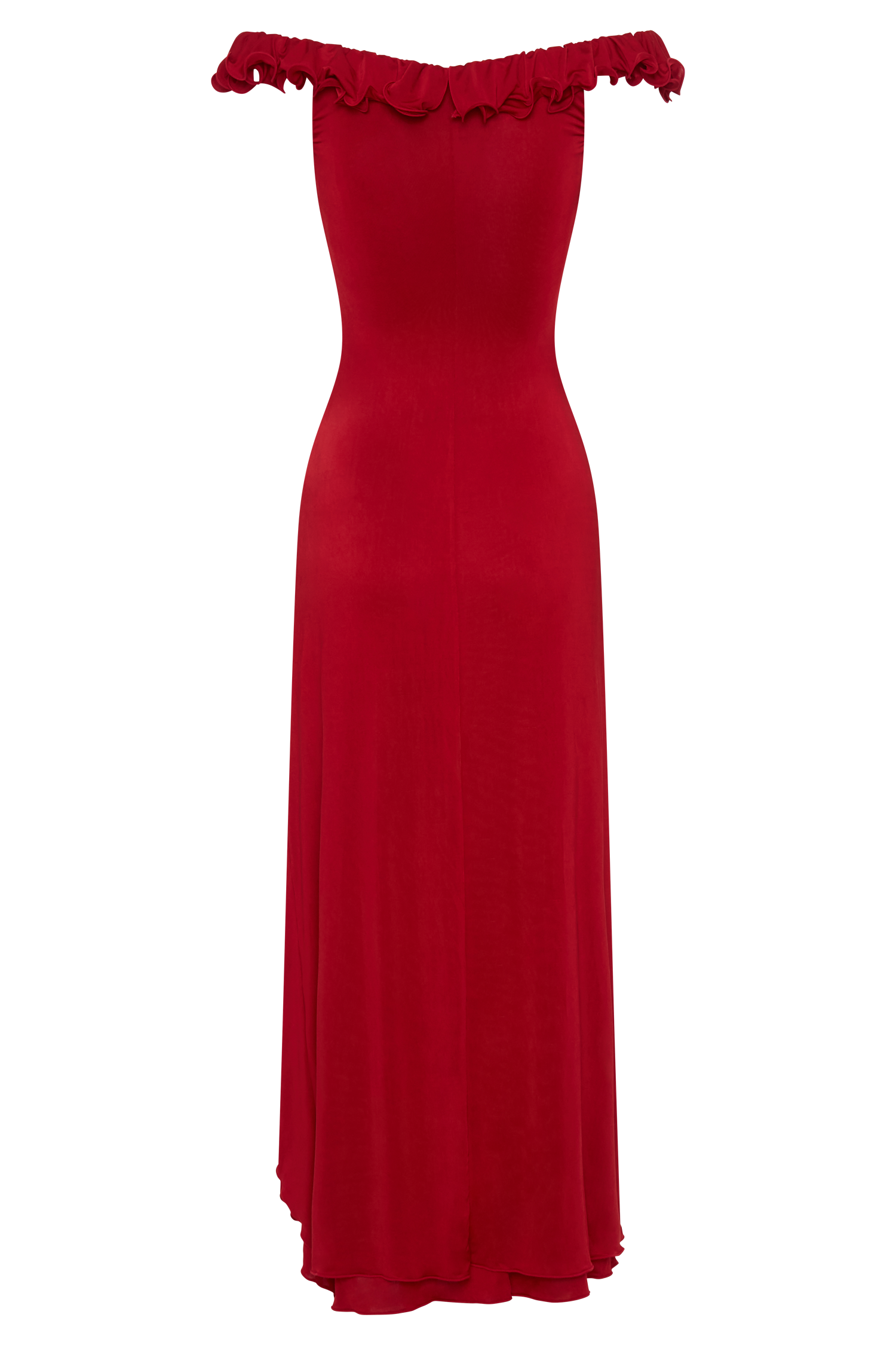 Allegra Off Shoulder Ruffle Midi Dress - Ruby - Image 8
