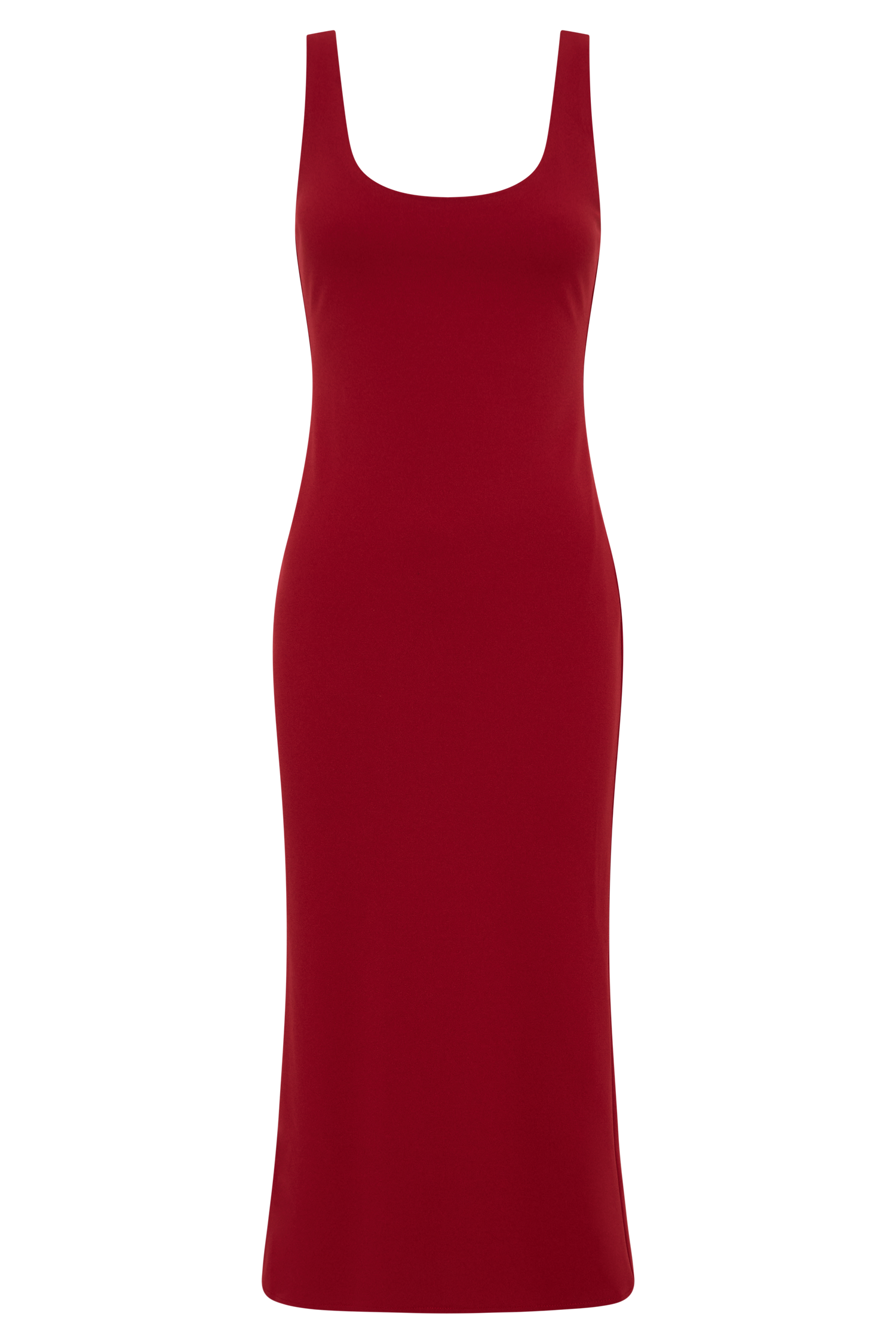 Allyra Scoop Stretch Crepe Midi Dress - Red - Image 10