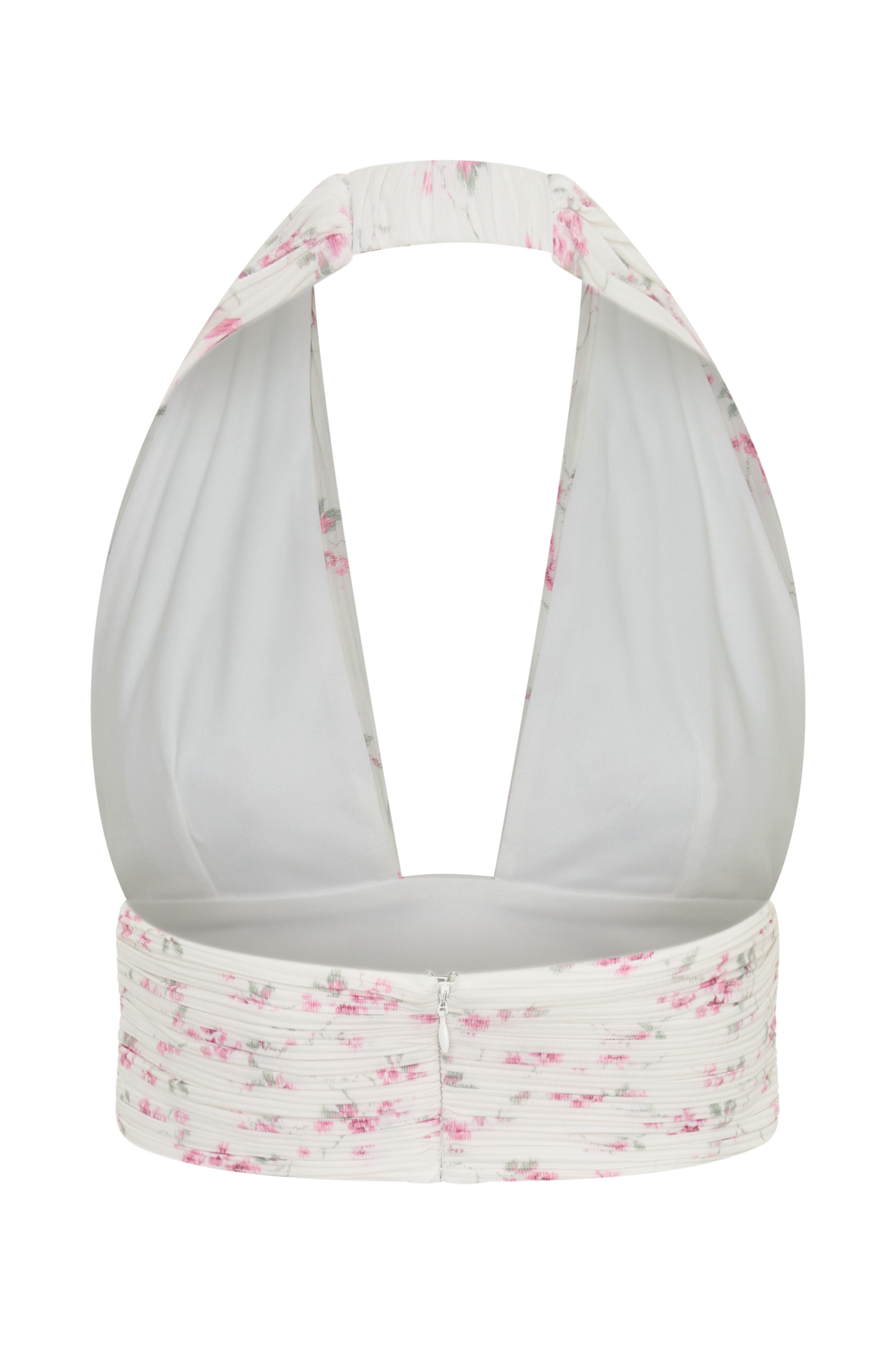 Amaris Sleeveless Plisse Halter Top - Floral Ditsy Print - Image 8
