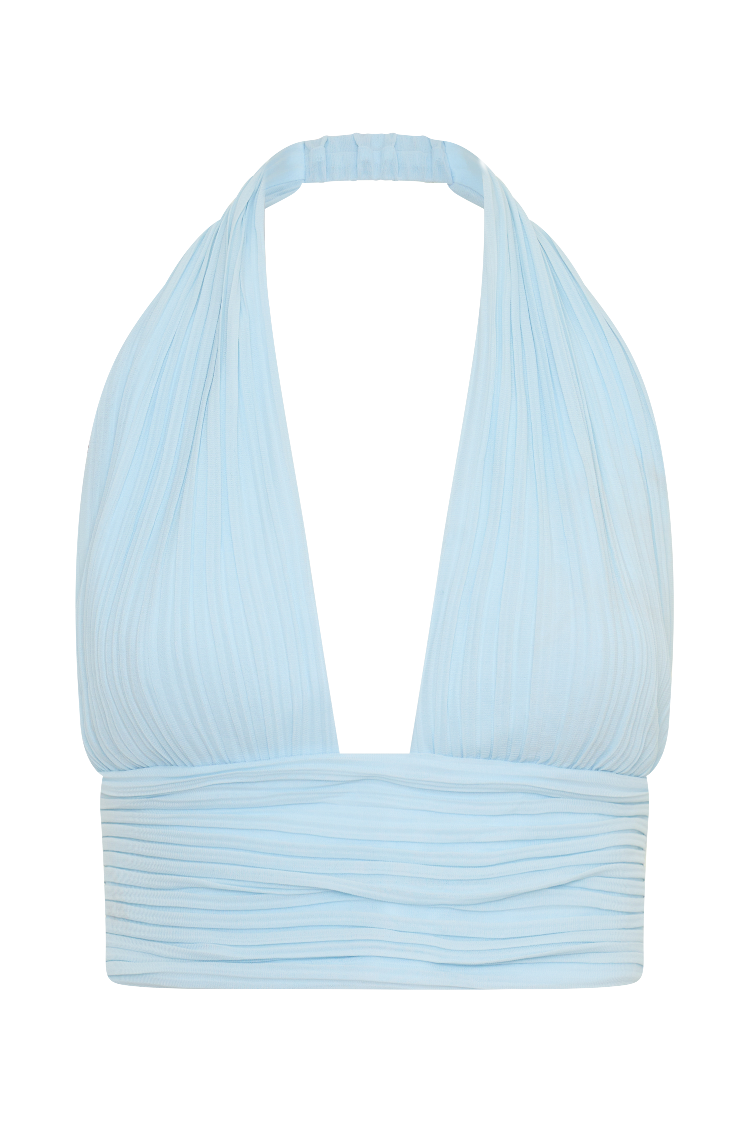 Amaris Sleeveless Plisse Halter Top - Pale Blue - Image 11