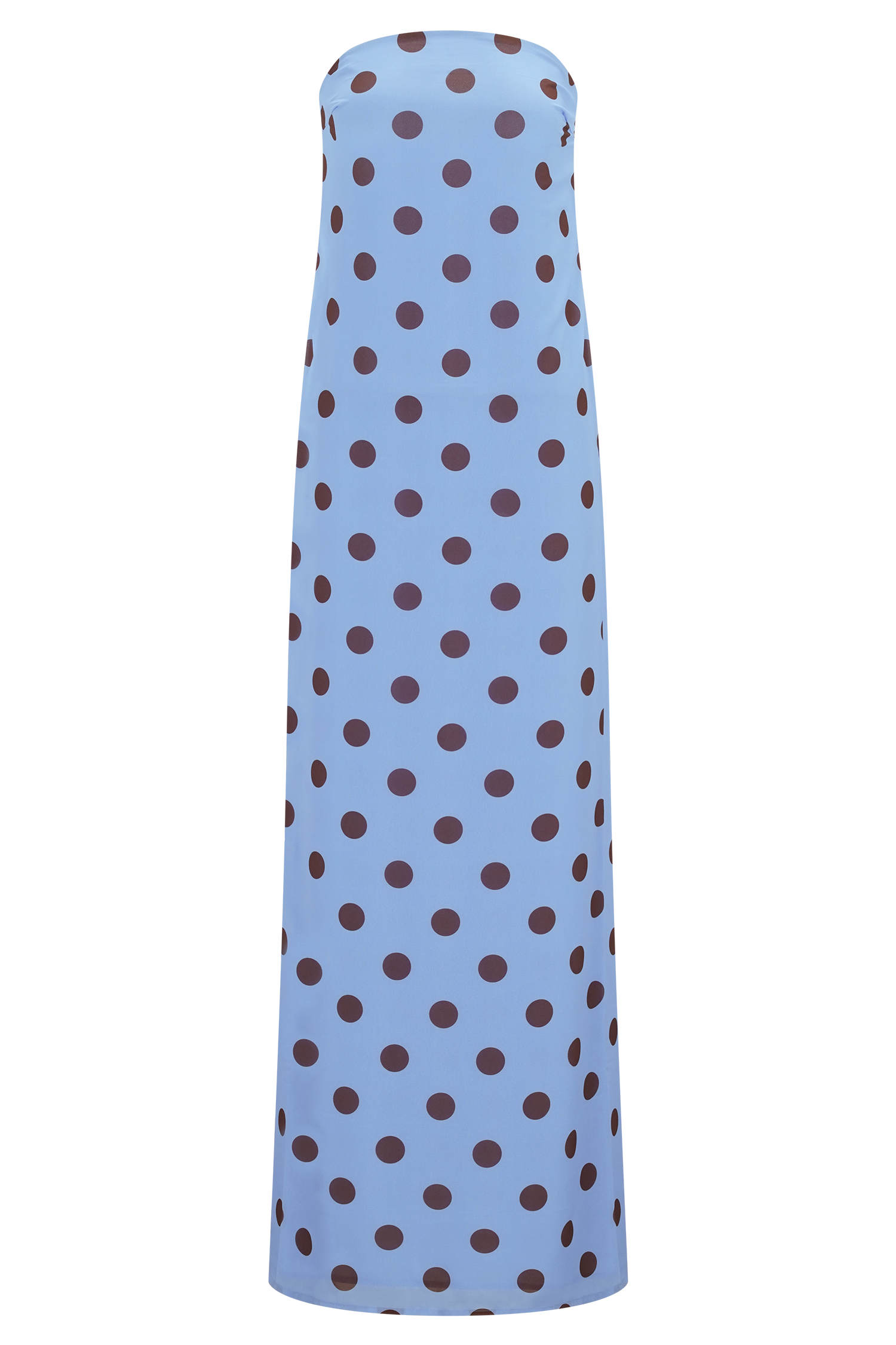 Amaya Strapless Chiffon Maxi Dress - Blue Polka Dot - Image 6