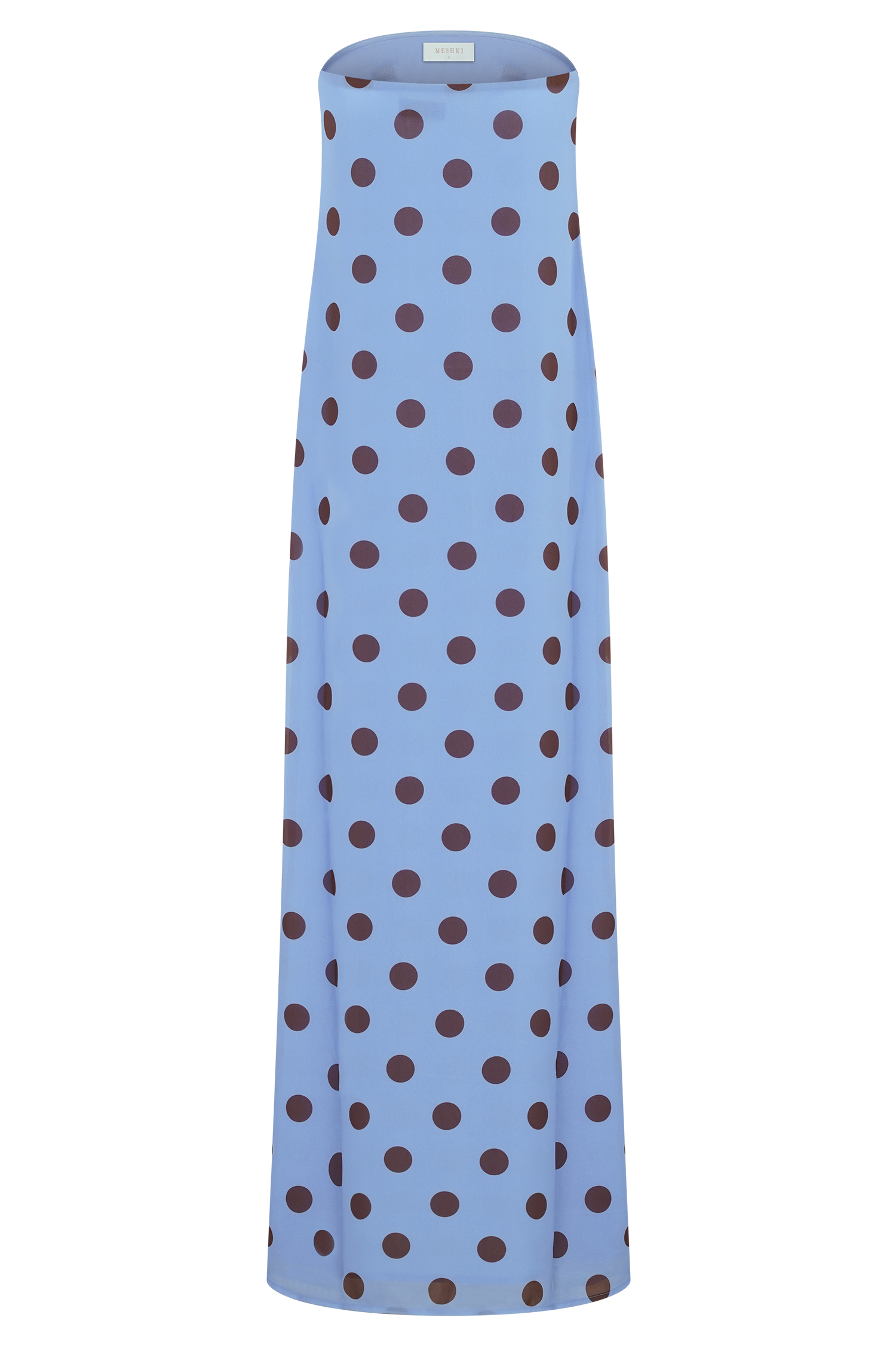 Amaya Strapless Chiffon Maxi Dress - Blue Polka Dot - Image 5