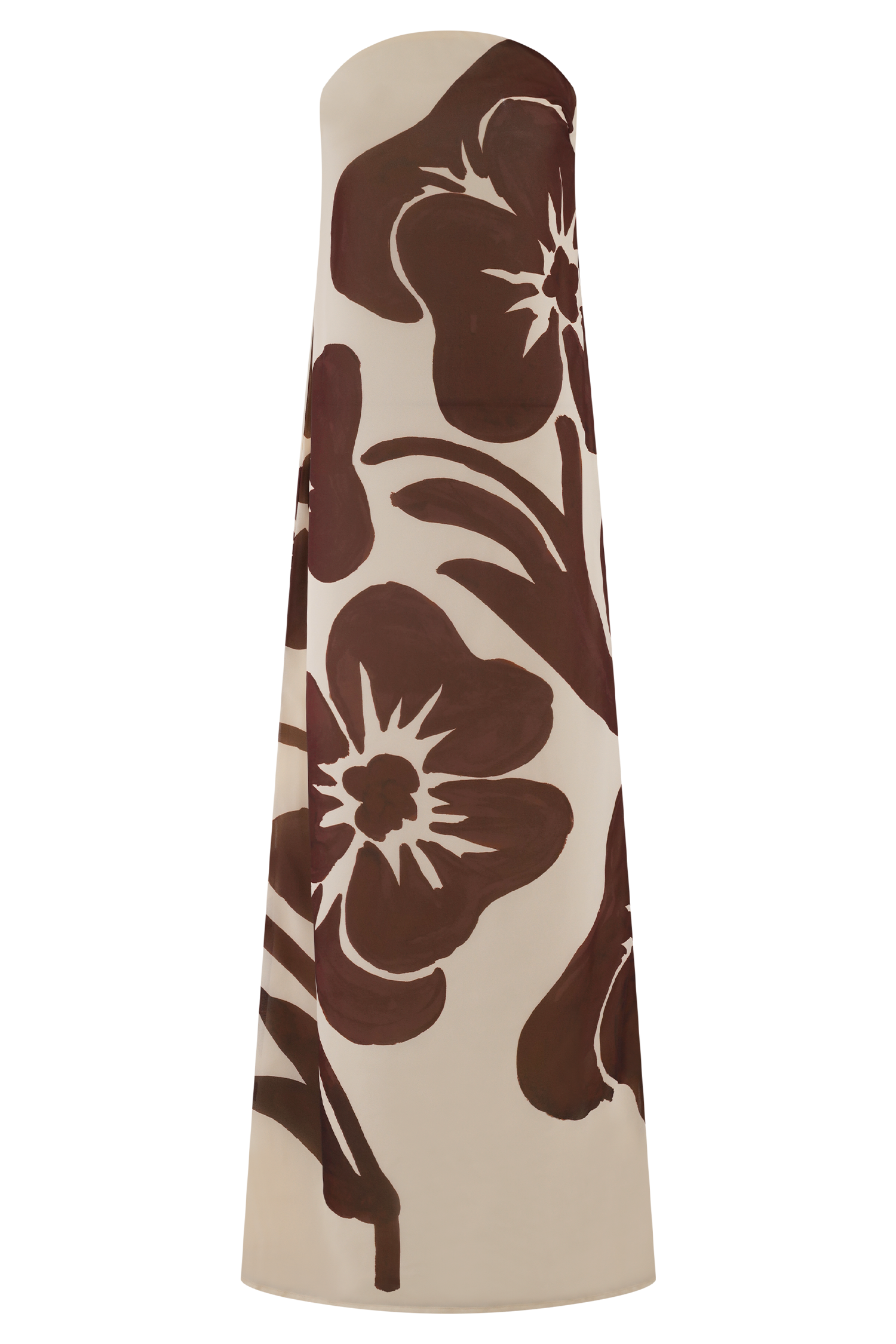 Amaya Strapless Chiffon Maxi Dress - Brown Deco Fleur Print - Image 7