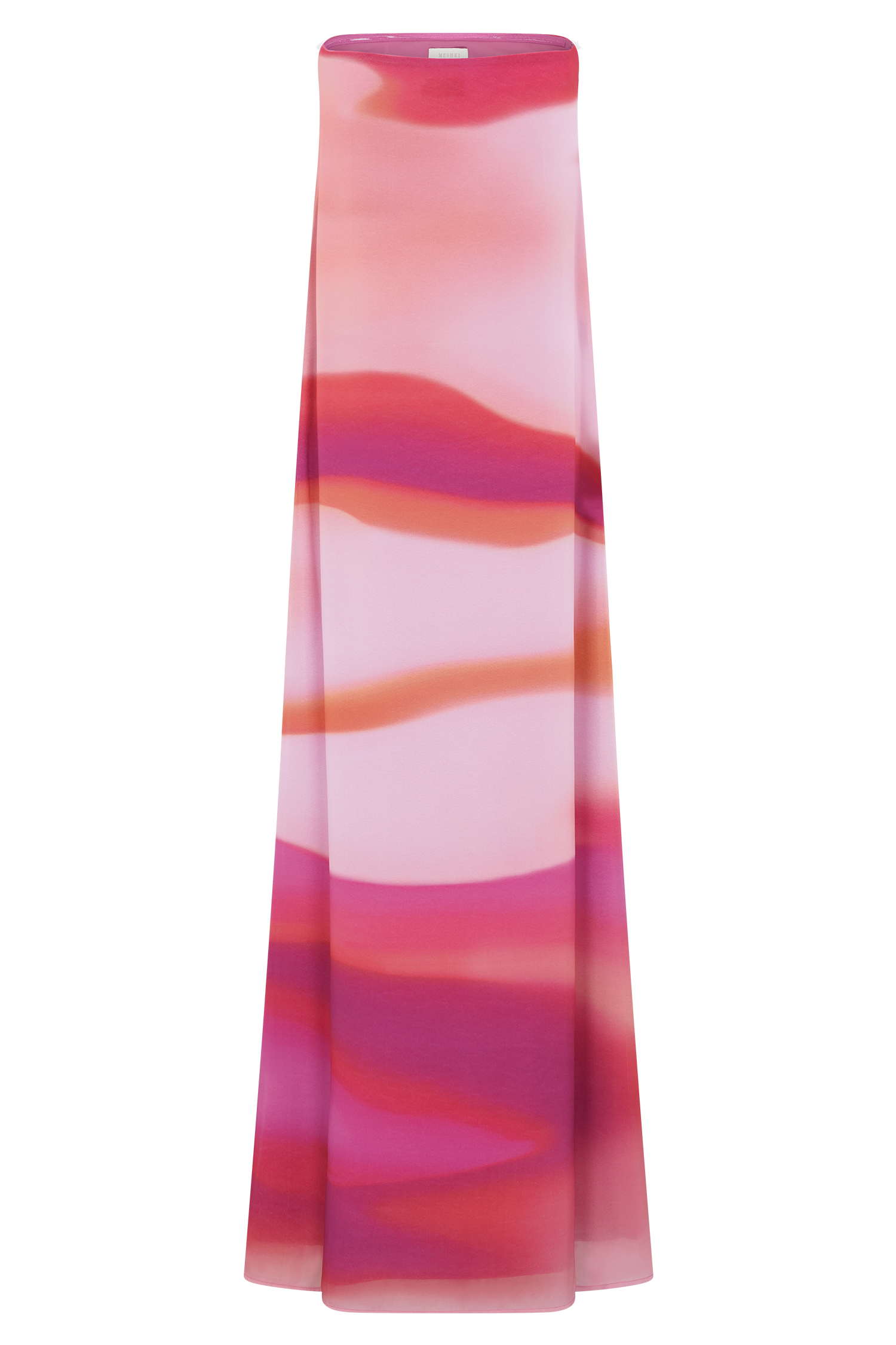 Amaya Strapless Chiffon Maxi Dress - Pink Sunset Print - Image 7