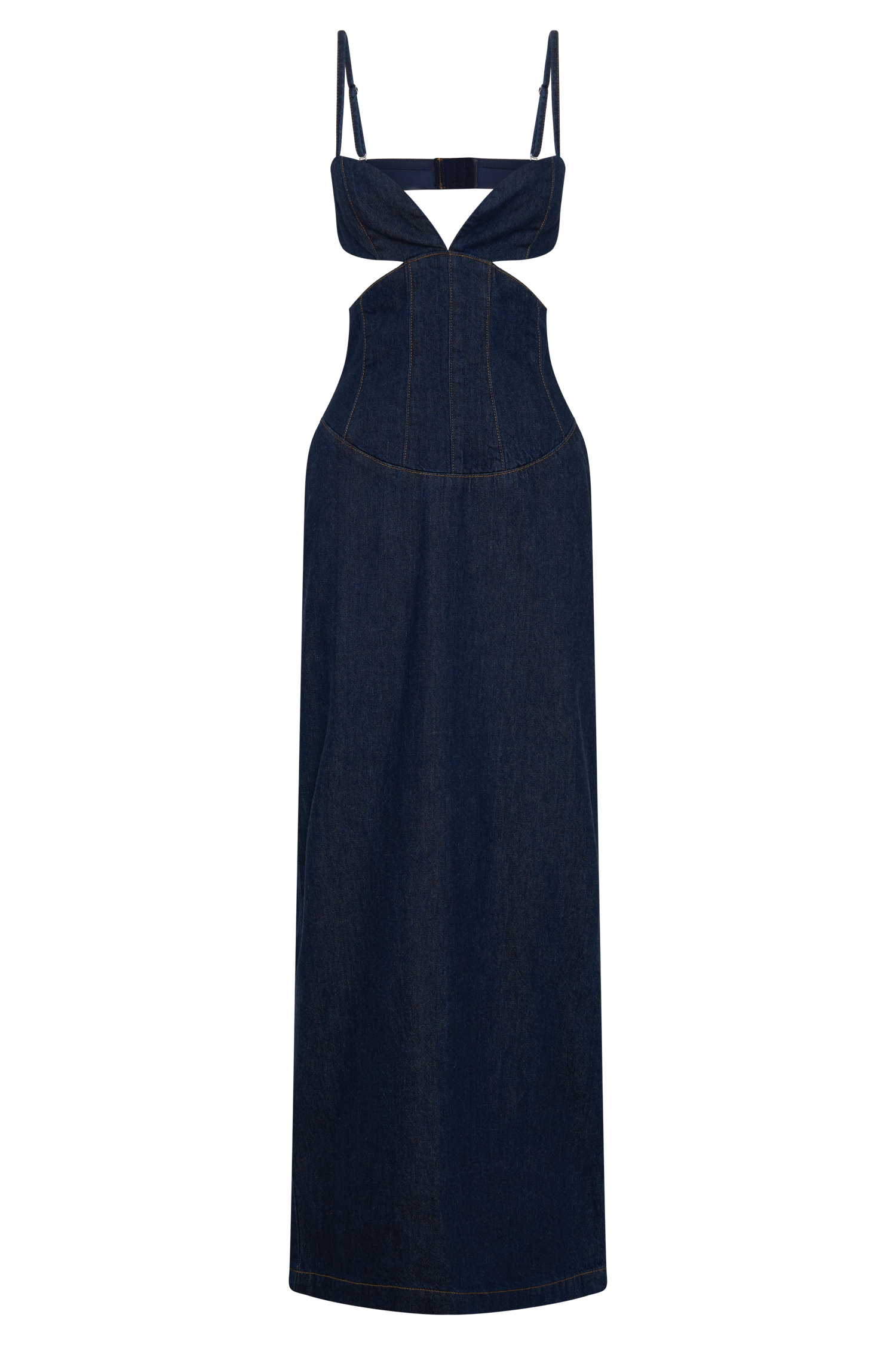 Amila Denim Cupped Maxi Dress - Indigo Blue - Image 9