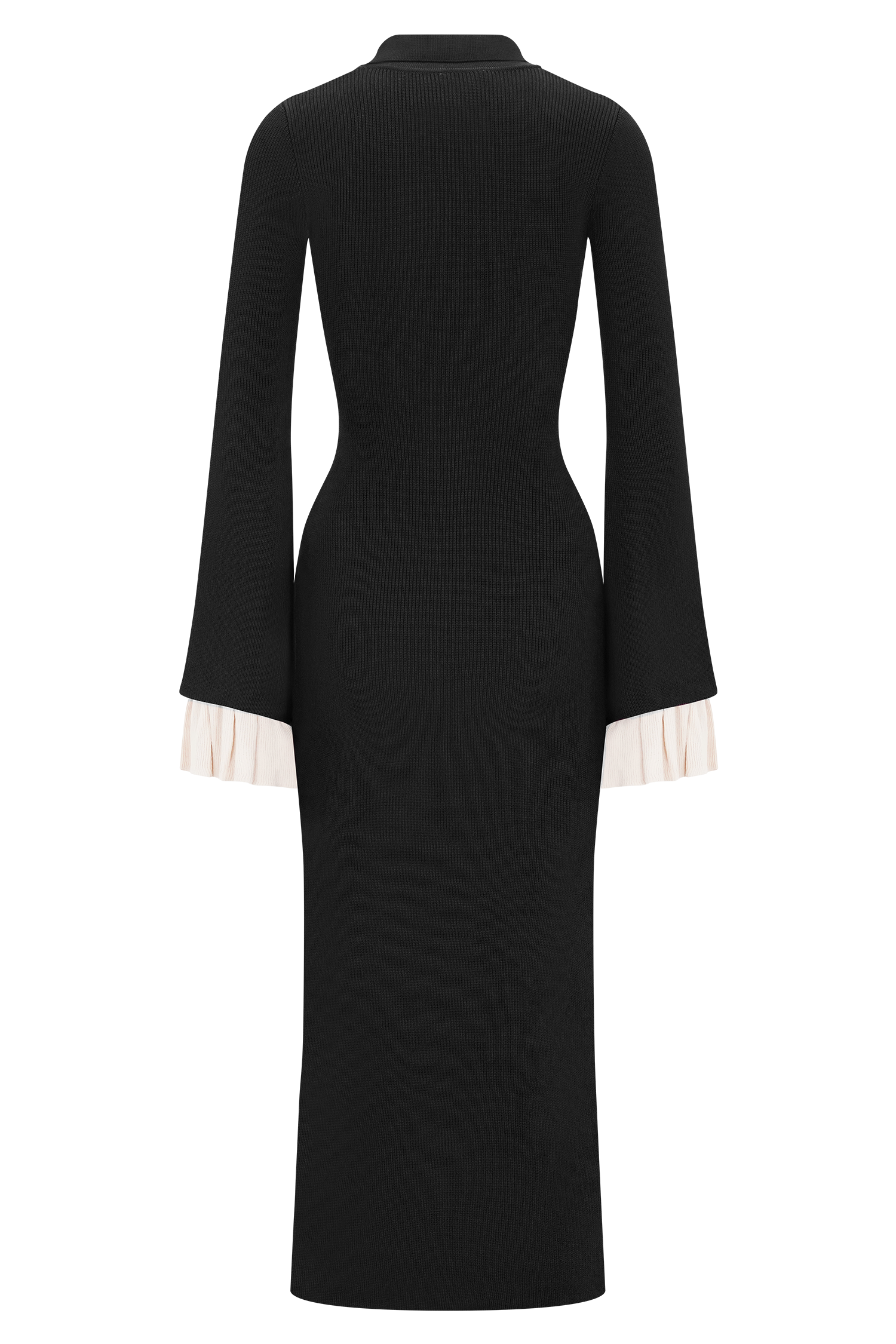 Amirose Ruffle Knit Midi Dress - Black - Image 7
