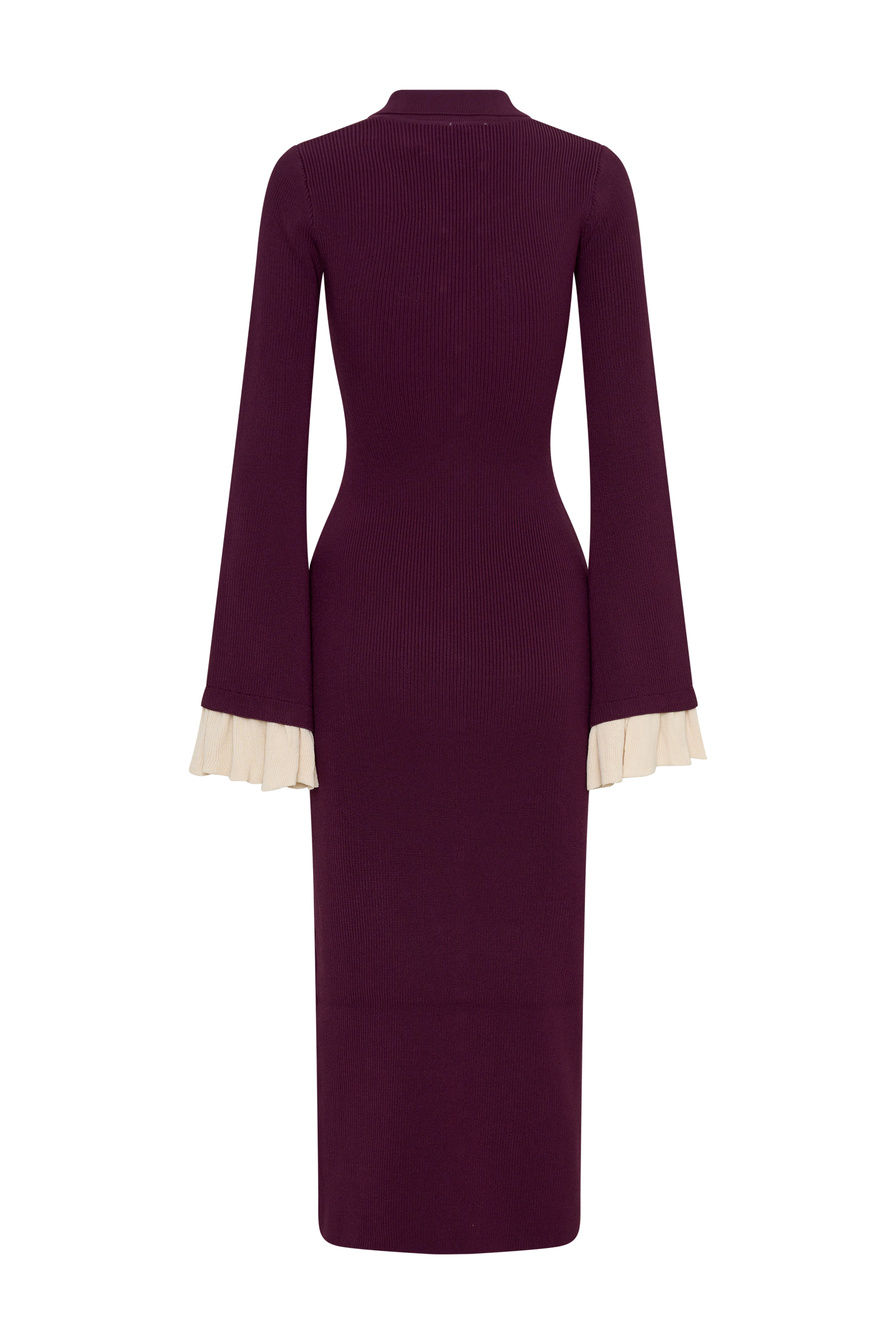 Amirose Ruffle Knit Midi Dress - Plum - Image 8