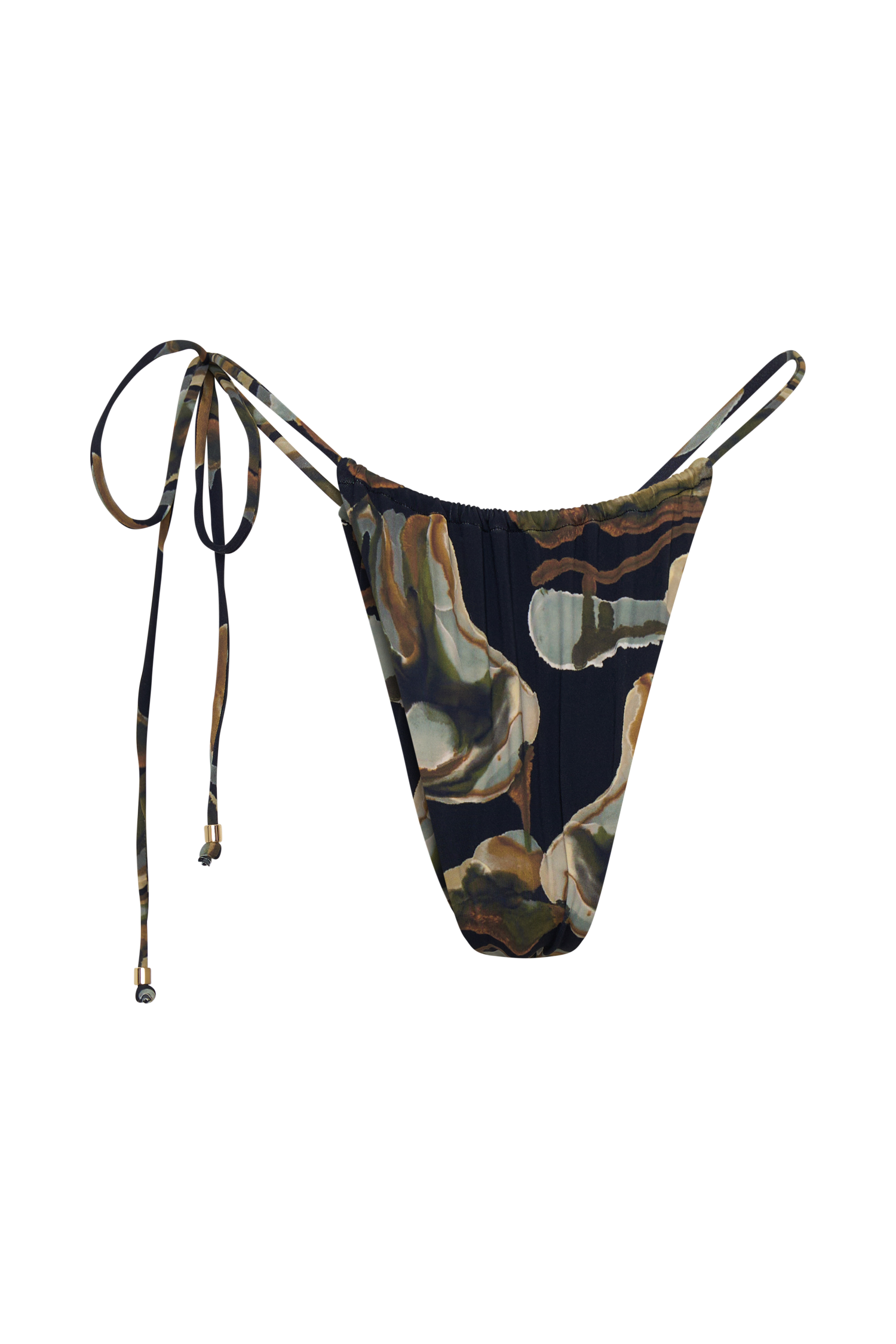 Andie Ruched String Side Bikini Brief - Green Fluid Reverie Print - Image 6