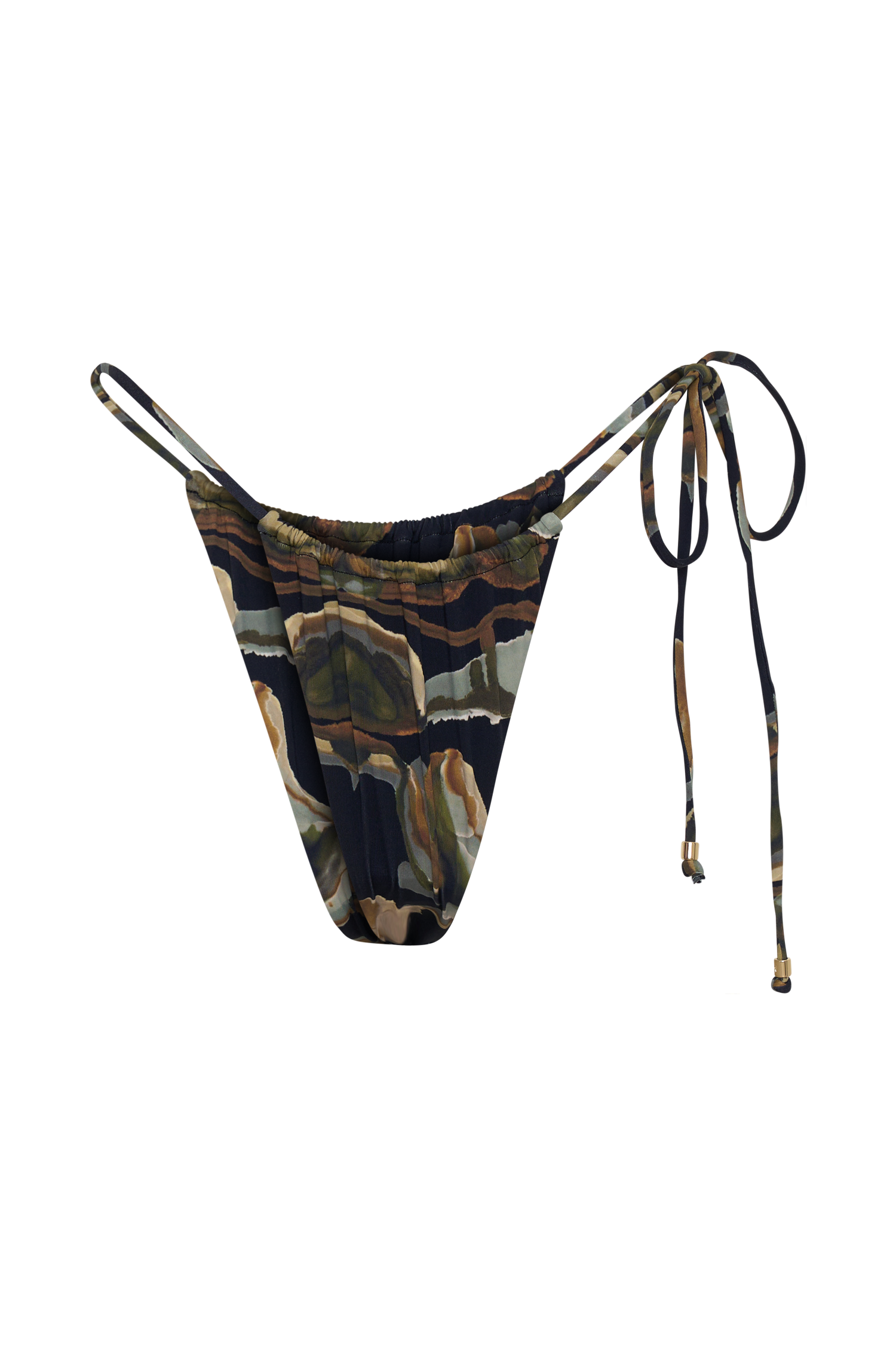 Andie Ruched String Side Bikini Brief - Green Fluid Reverie Print - Image 5