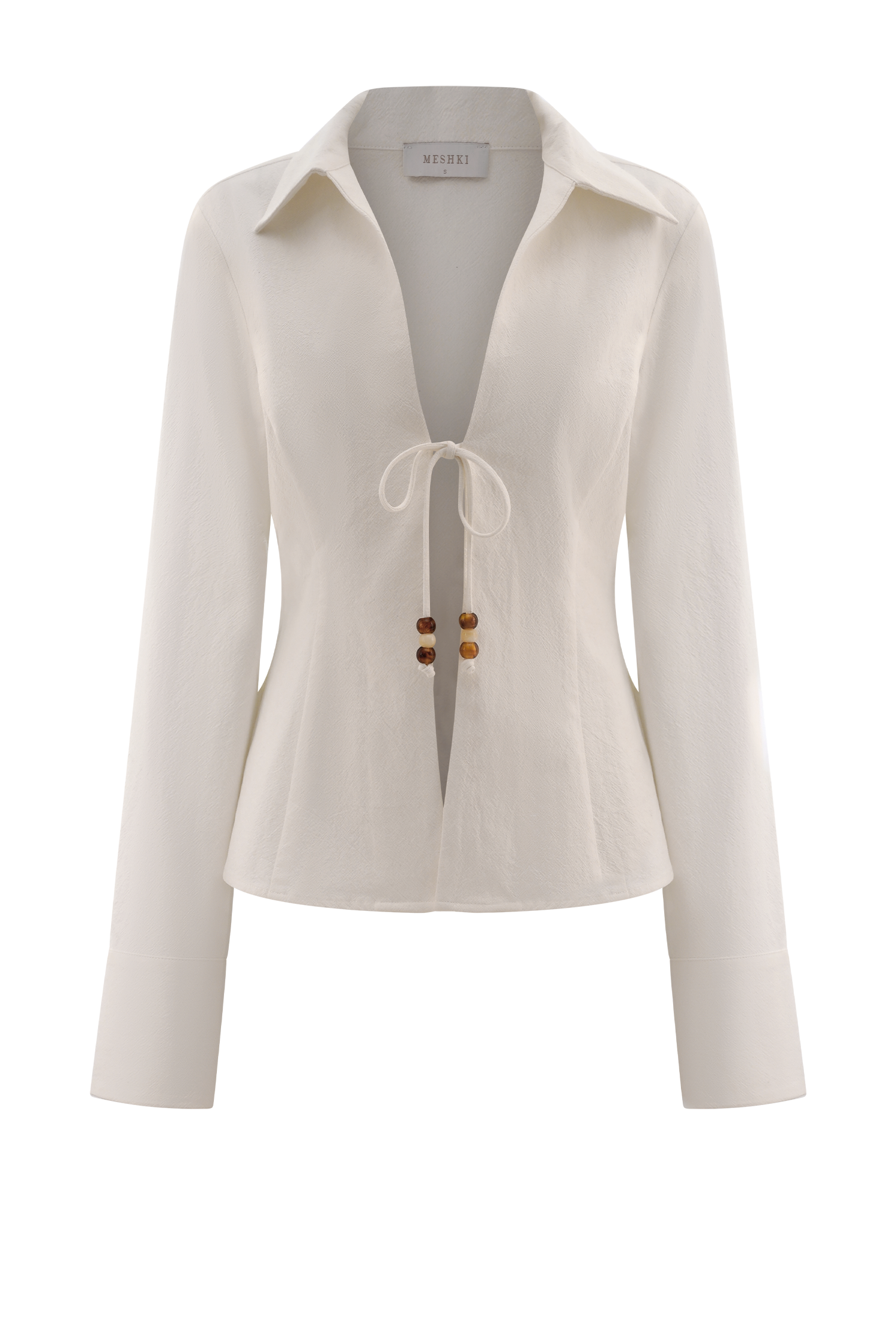 Annalee Cotton Beaded Tie Shirt - White - Image 9