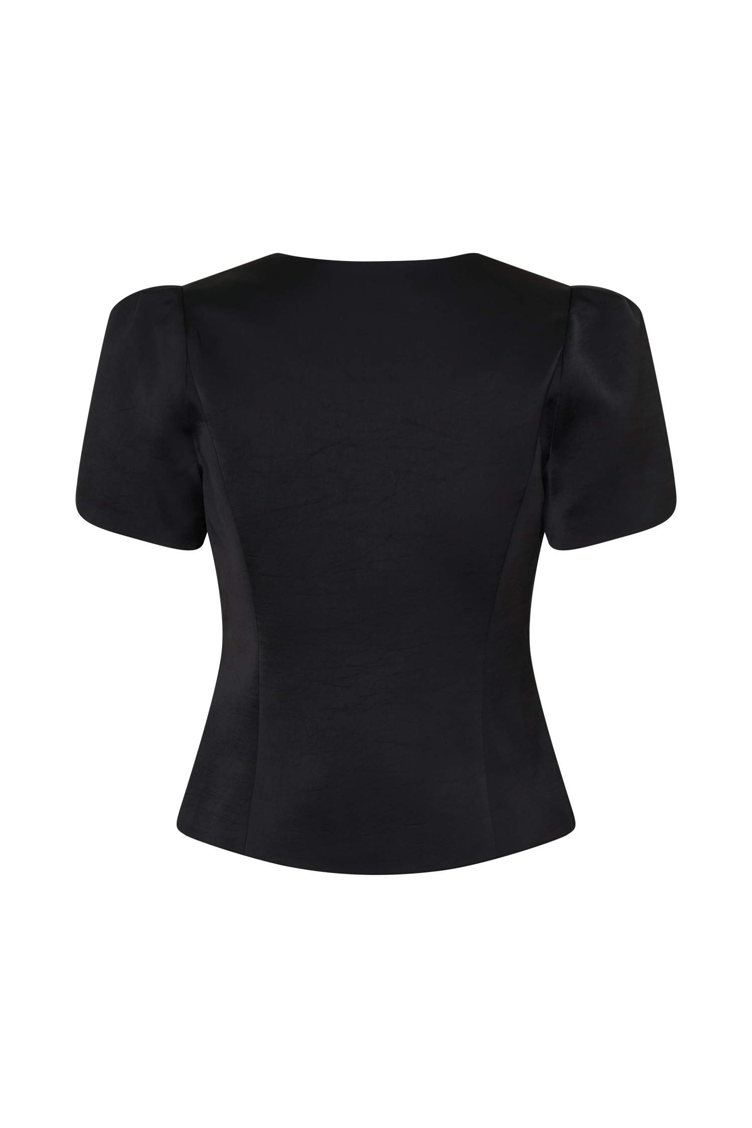 Anne Short Sleeve Satin Top - Black - Image 10