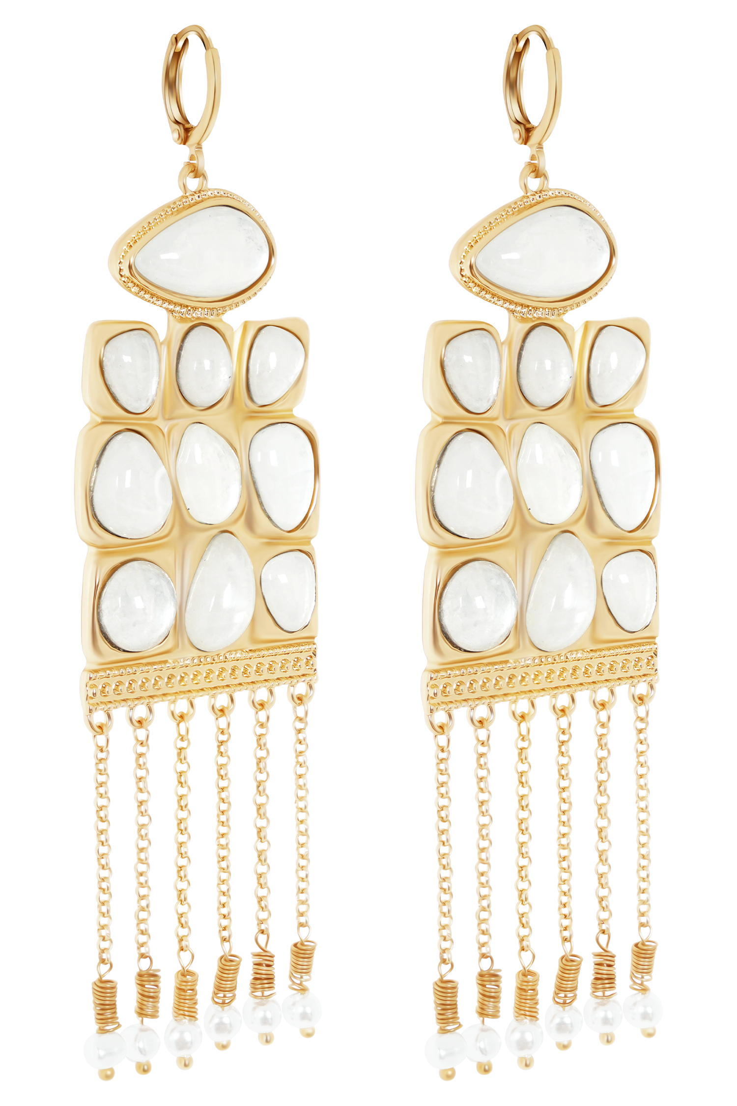 Annika Horizontal Resin Drop Earrings - Gold - Image 5