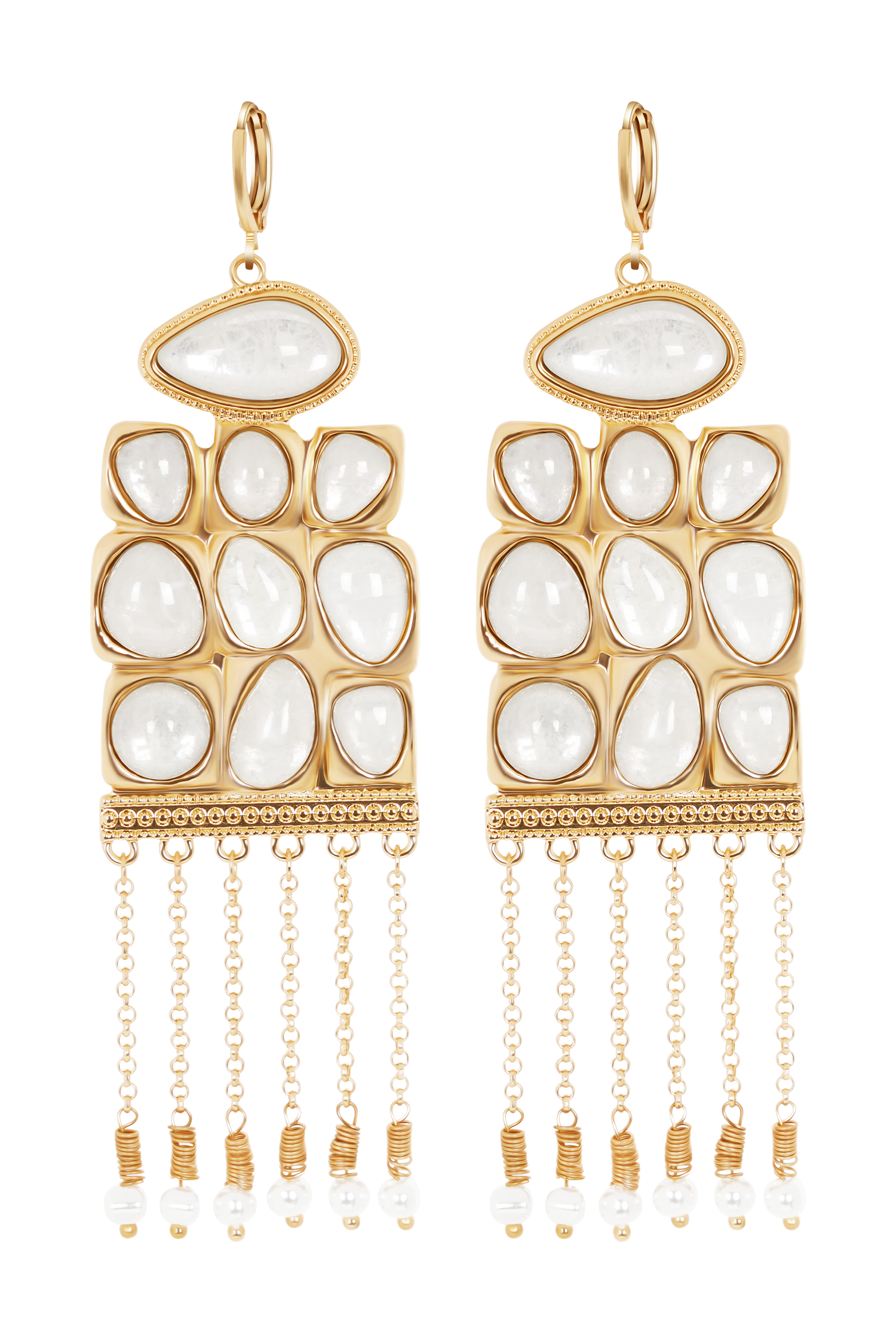 Annika Horizontal Resin Drop Earrings - Gold - Image 6