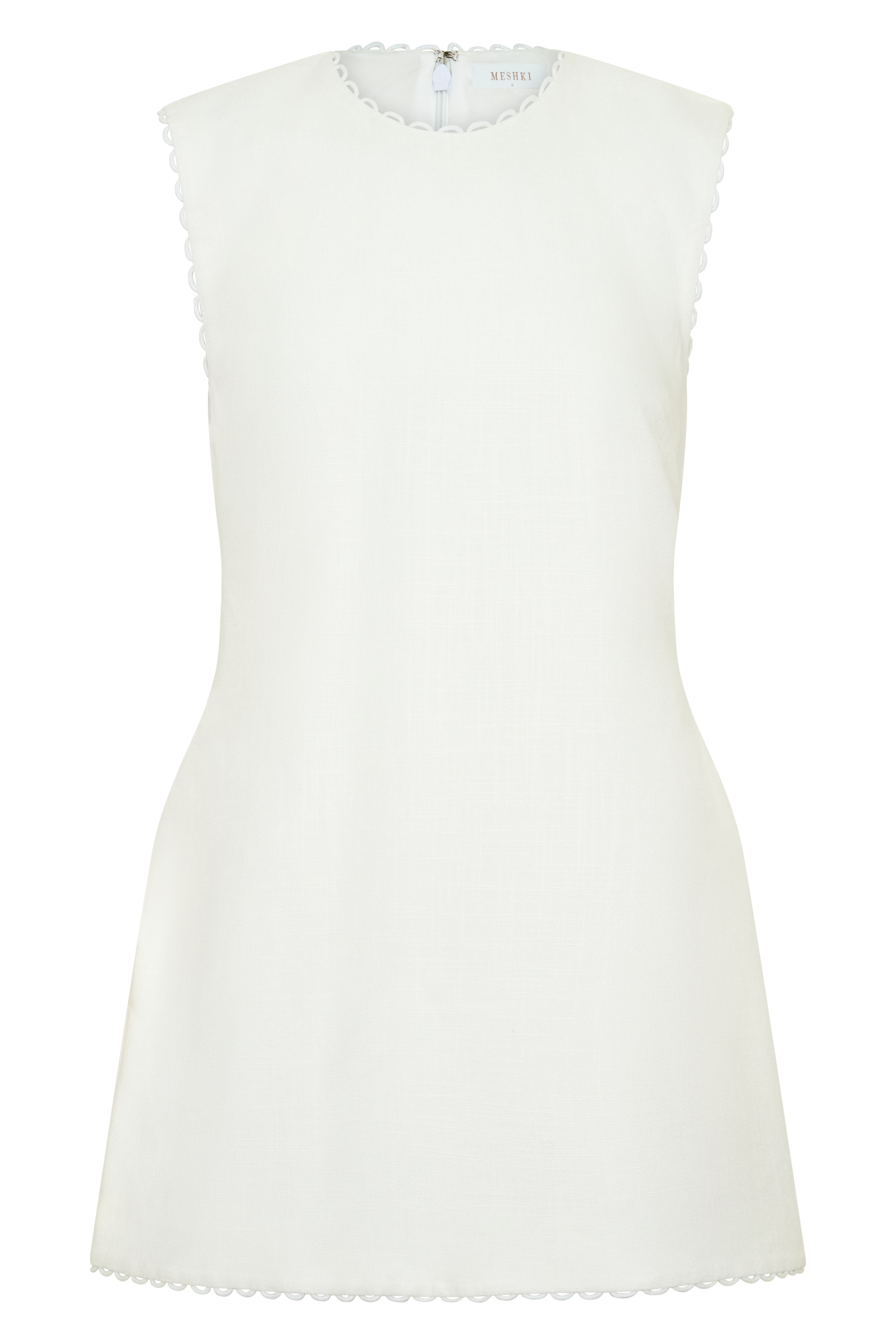 Antonella Linen Mini Dress - White - Image 9