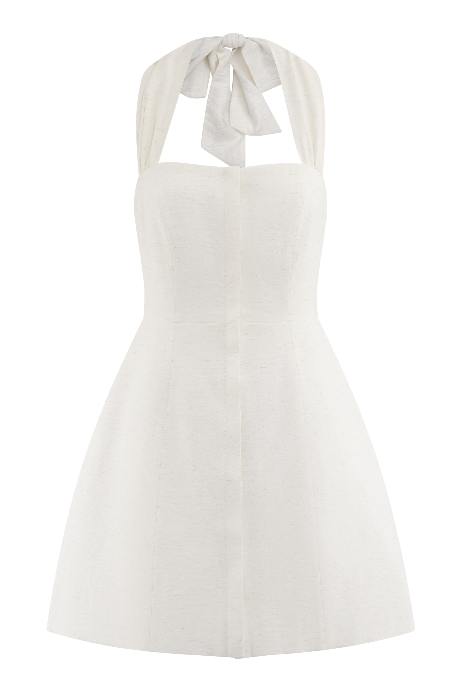 Anya Linen Halter Mini Dress - Oat Marle - Image 11