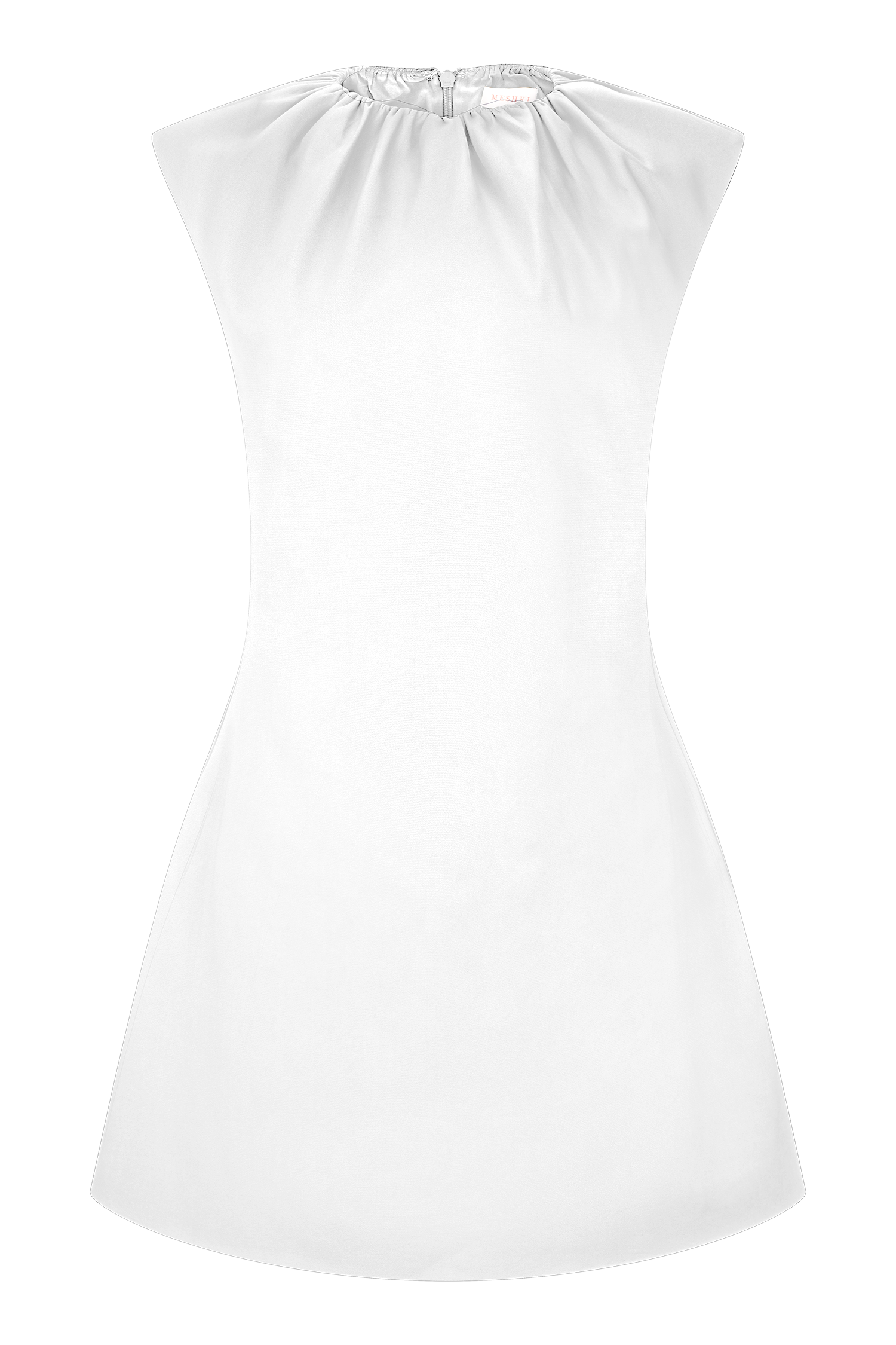 Ariana Pleated Neck Mini Dress - Ivory - Image 8