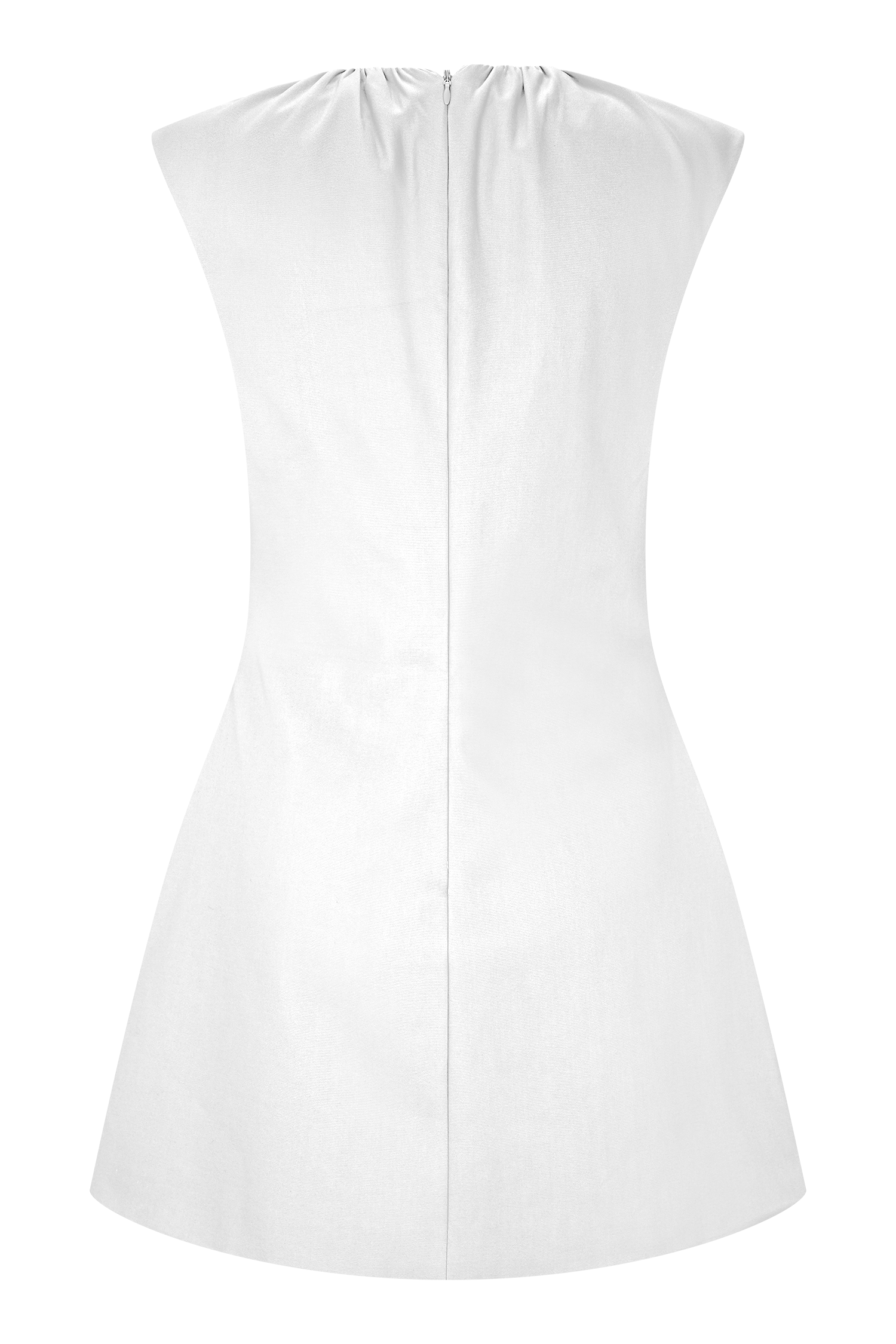 Ariana Pleated Neck Mini Dress - Ivory - Image 7