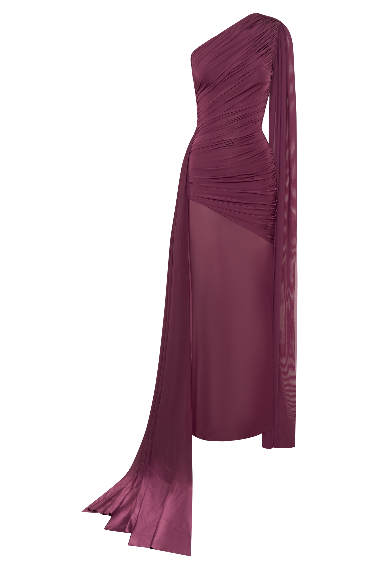 Asher Slinky One Shoulder Maxi Dress - Neutral Plum - Image 7