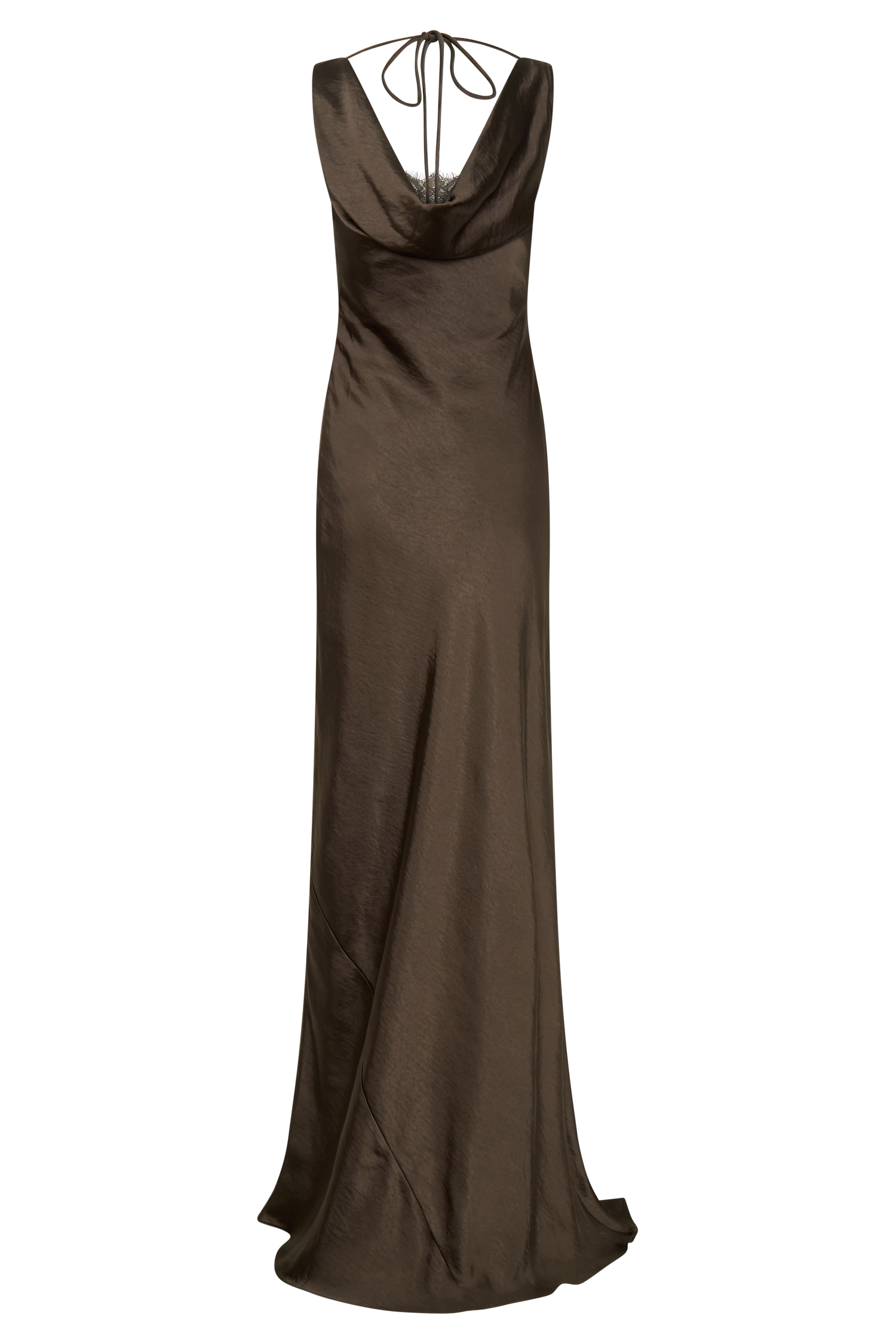 Ashley Cowl Neck Lace And Satin Maxi Dress - Mocha - Image 10