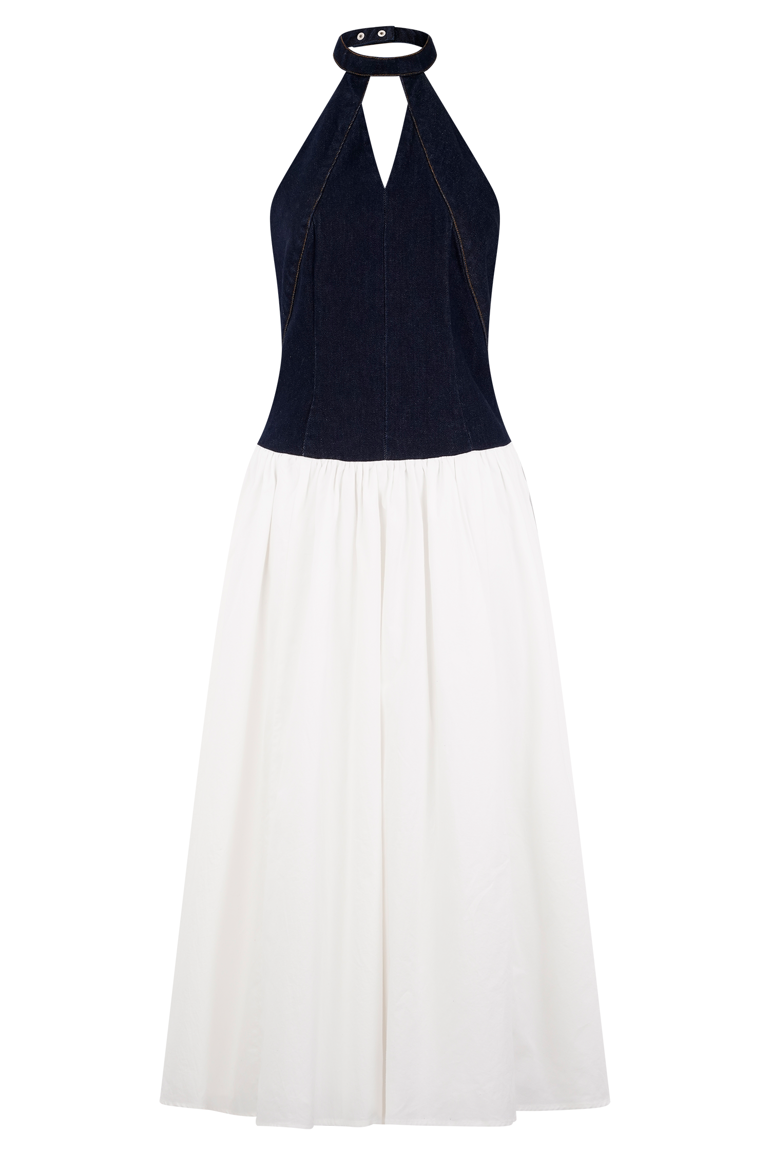 Ashwin Denim Cotton Midi Dress - Indigo Blue - Image 9