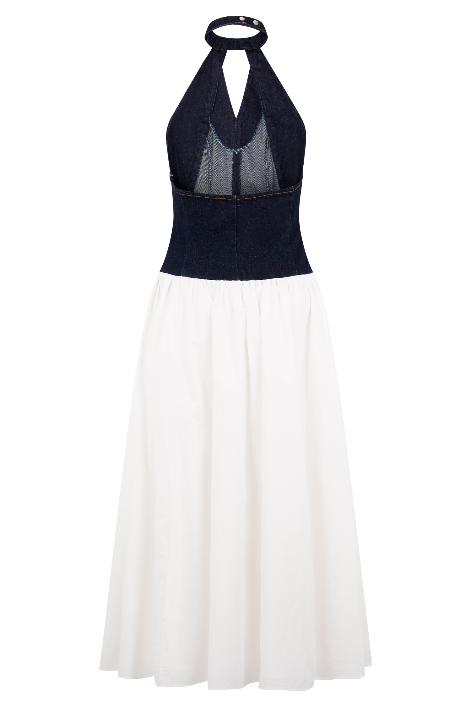 Ashwin Denim Cotton Midi Dress - Indigo Blue - Image 8