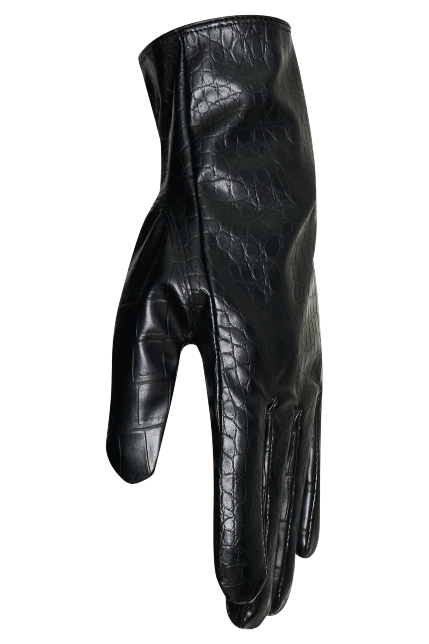 Atlas Faux Leather Crocodile Gloves - Black - Image 8