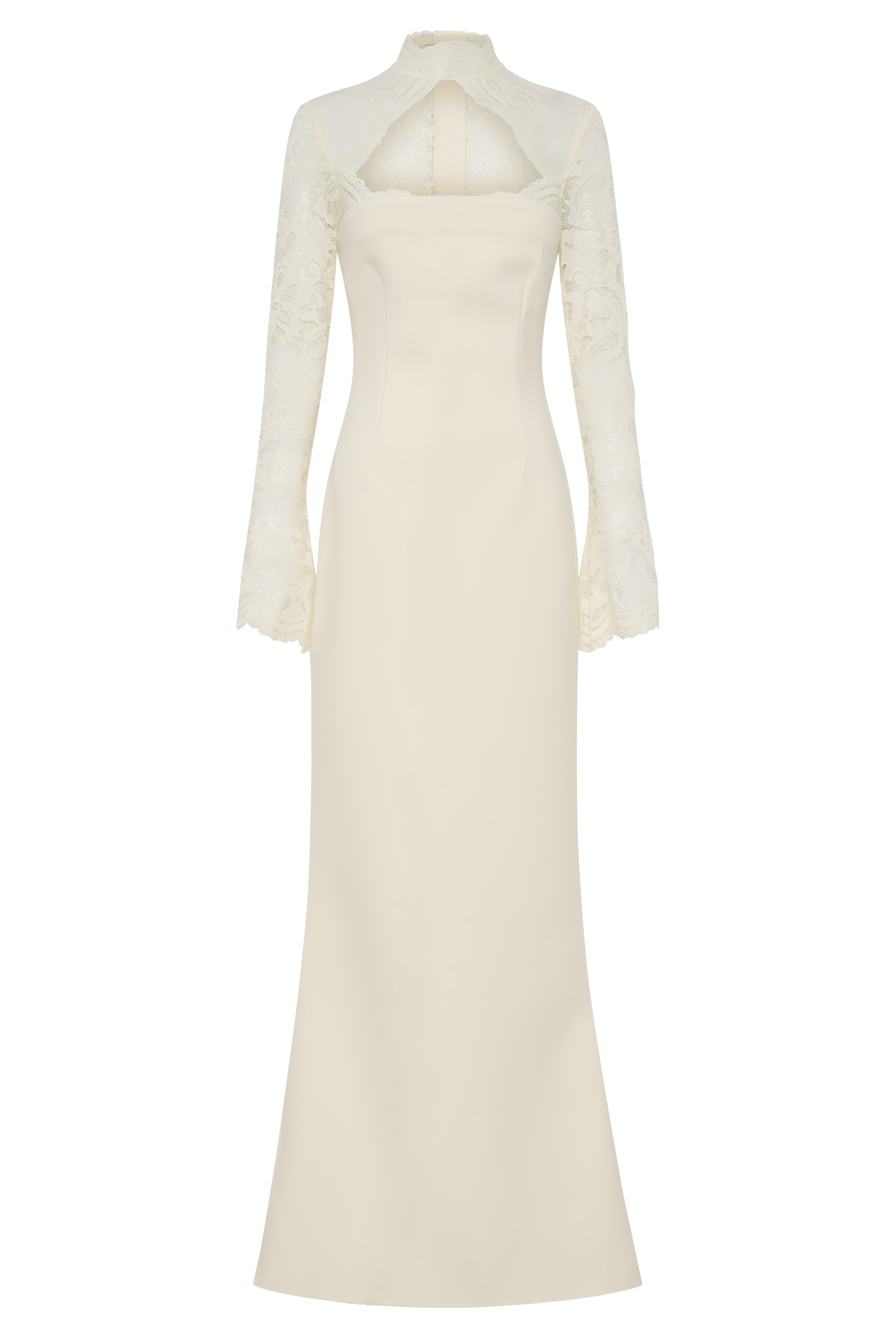 Aurelie Long Sleeve Lace Maxi Dress - Ivory - Image 8