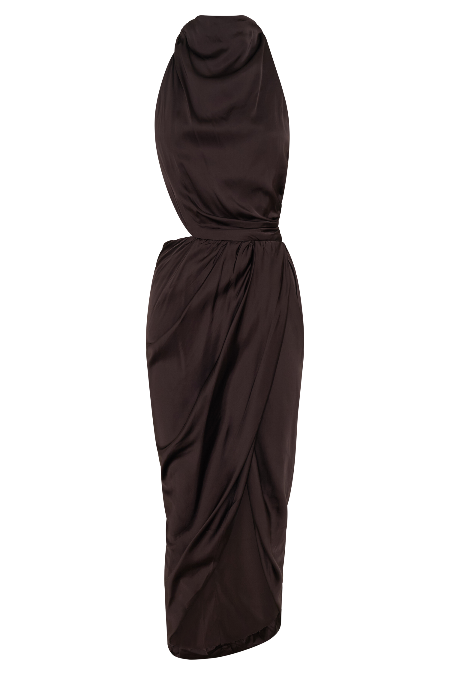 Aveline Draped Halter Midi Dress - Dark Chocolate - Image 12