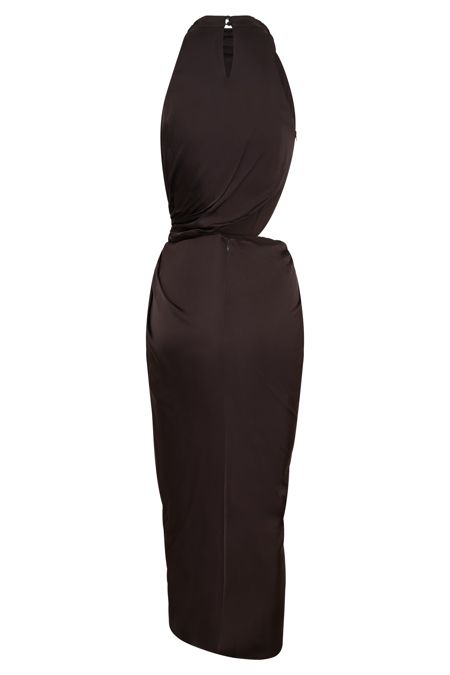 Aveline Draped Halter Midi Dress - Dark Chocolate - Image 11