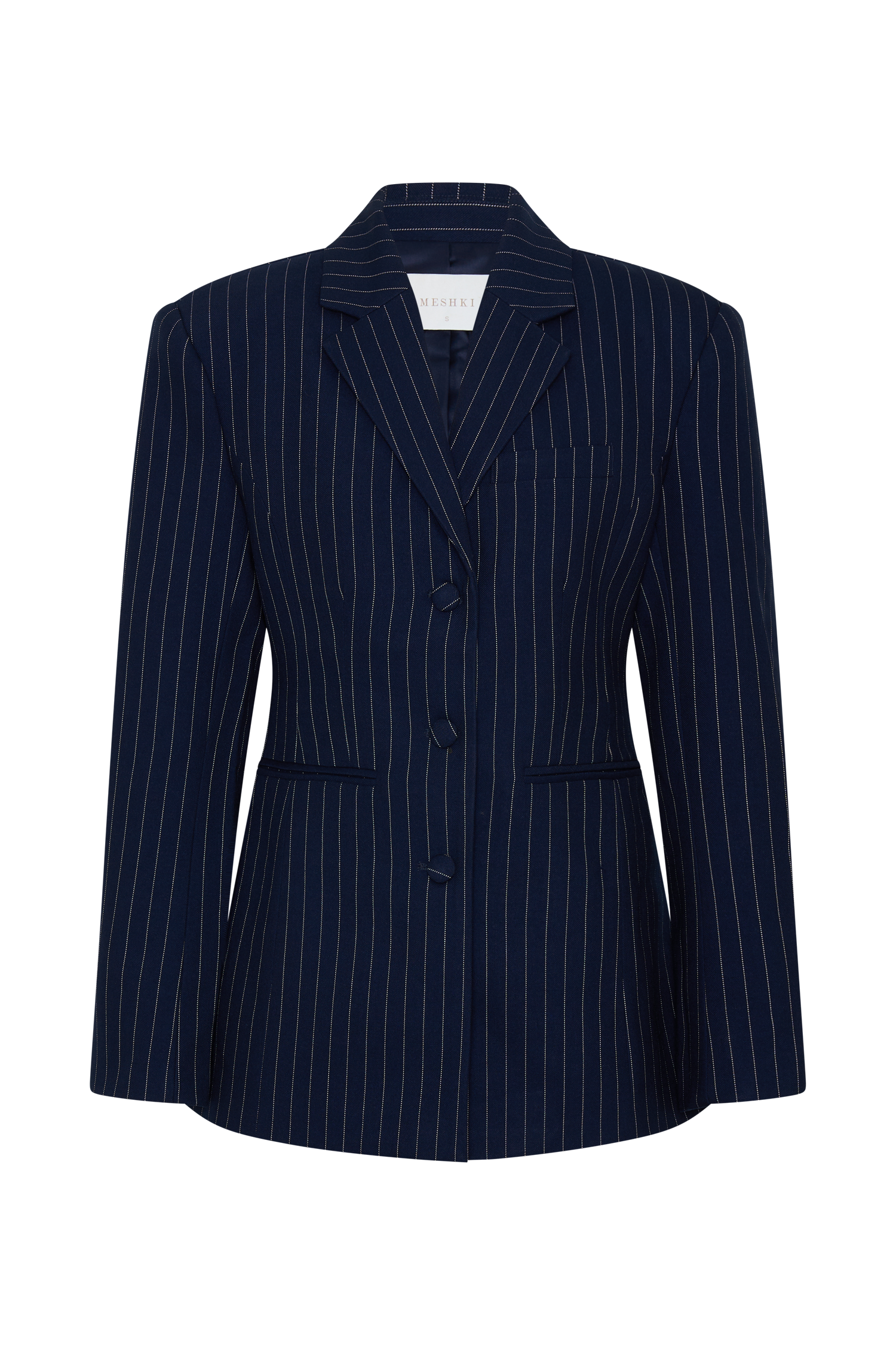 Bellamy Cinched Blazer - Navy Pinstripe - Image 11