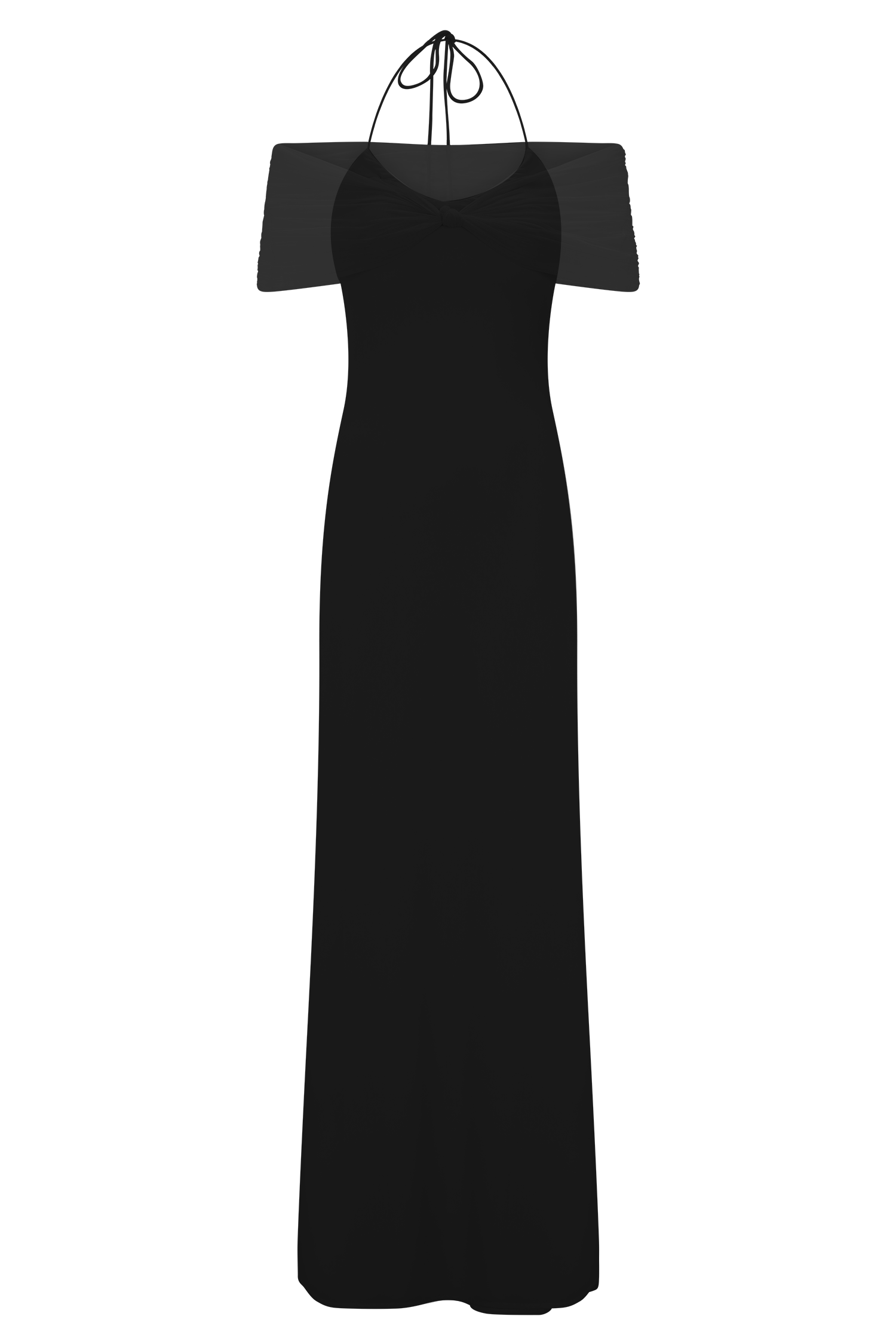 Bernadina Mesh And Slinky Halter Maxi Dress - Black - Image 7