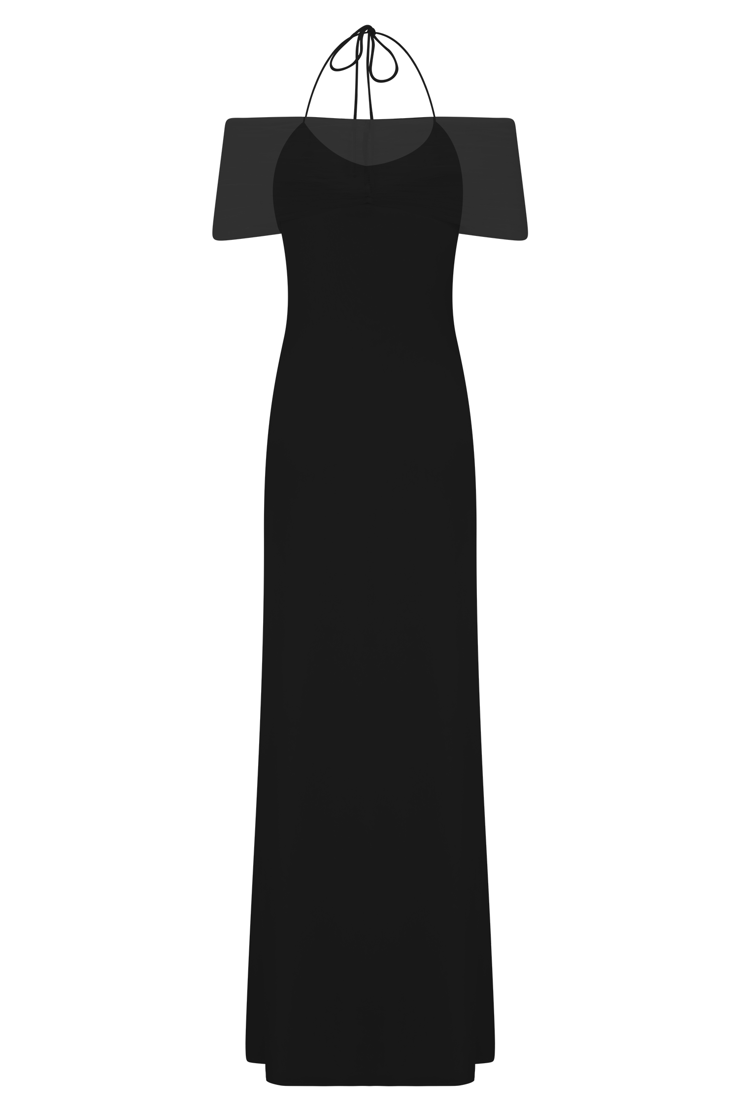 Bernadina Mesh And Slinky Halter Maxi Dress - Black - Image 6
