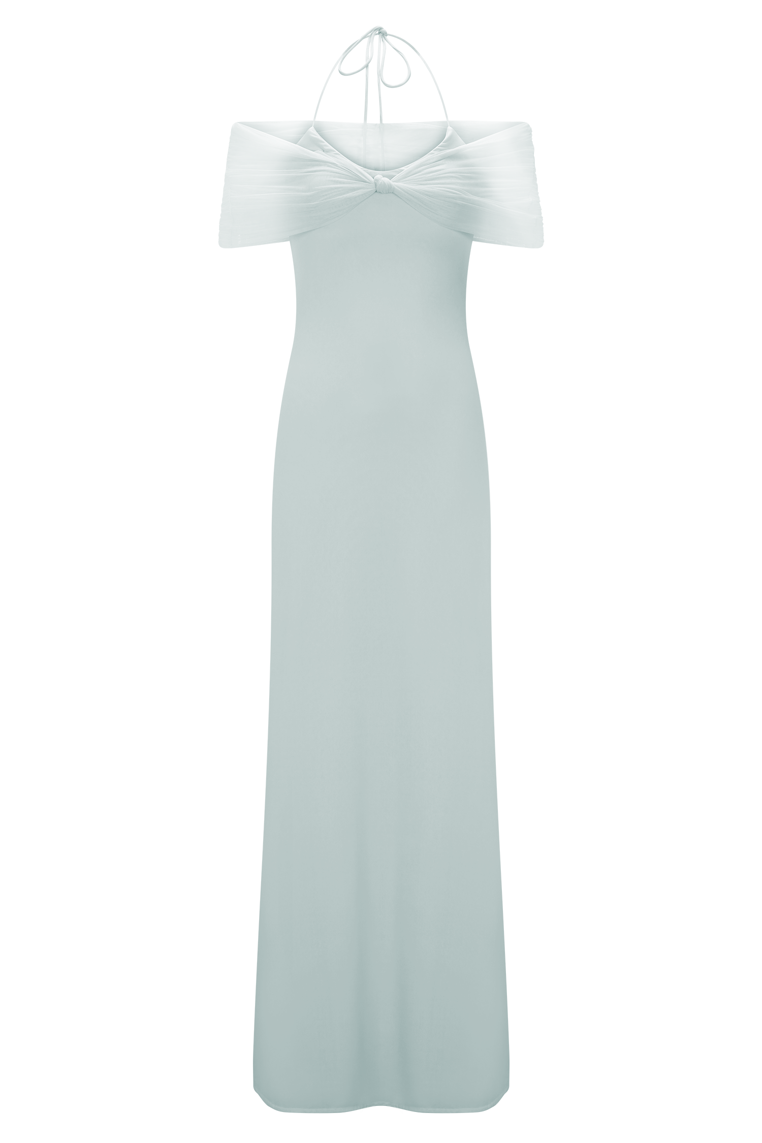 Bernadina Mesh And Slinky Halter Maxi Dress - Pale Blue - Image 8