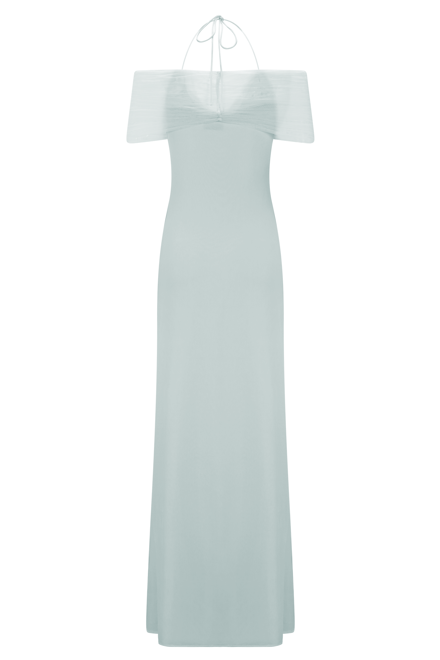 Bernadina Mesh And Slinky Halter Maxi Dress - Pale Blue - Image 7