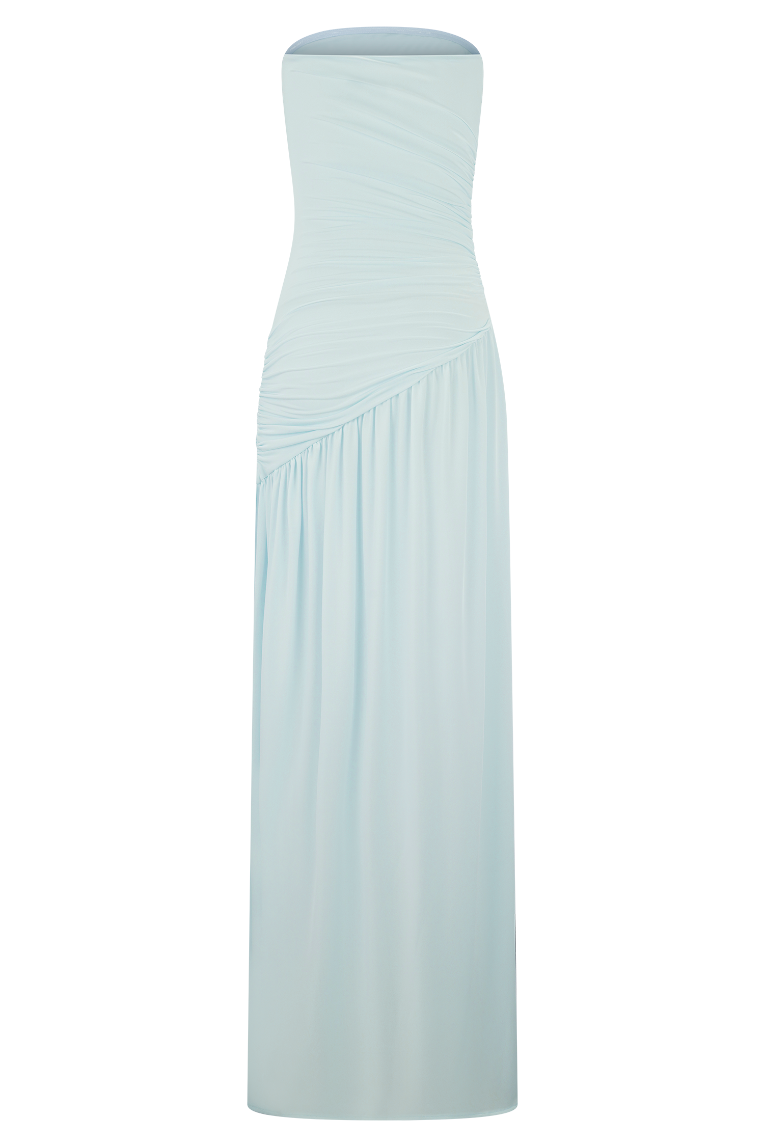 Bex Strapless Slinky Maxi Dress With Split - Pale Blue - Image 7