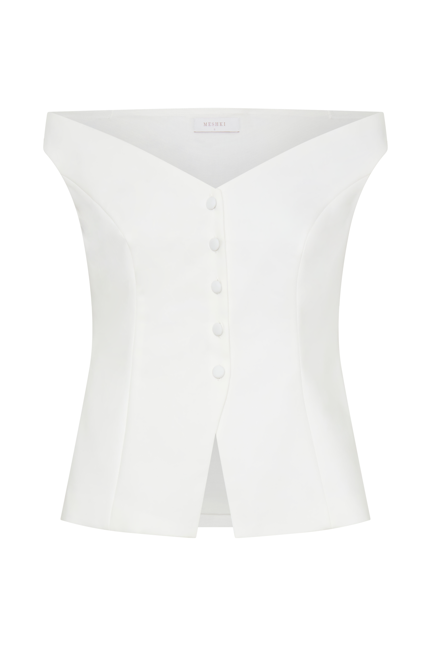 Billie Off Shoulder Sleeveless Button Top - White - Image 12