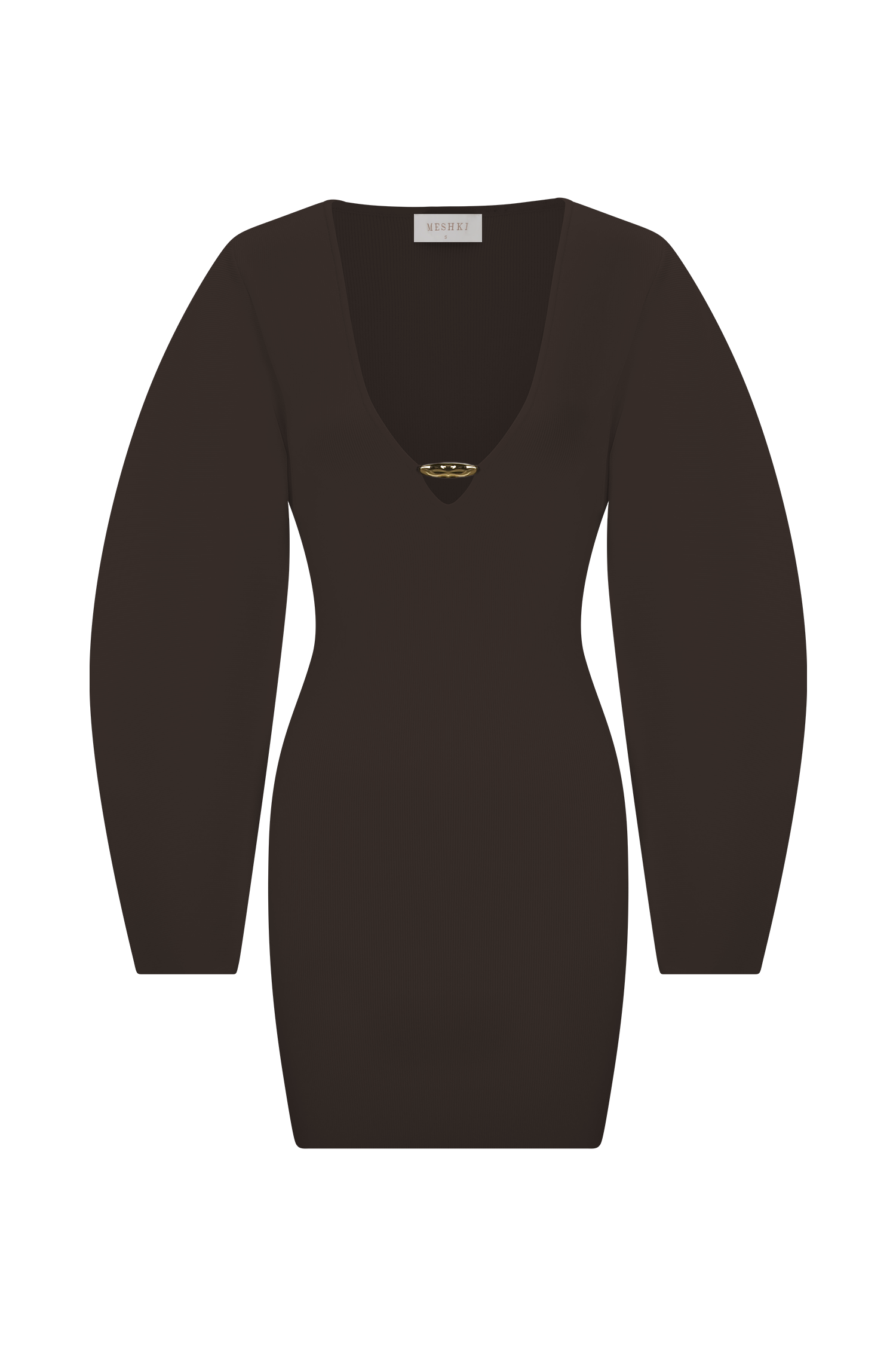 Billy Balloon Sleeve Knit Mini Dress - Dark Chocolate - Image 9
